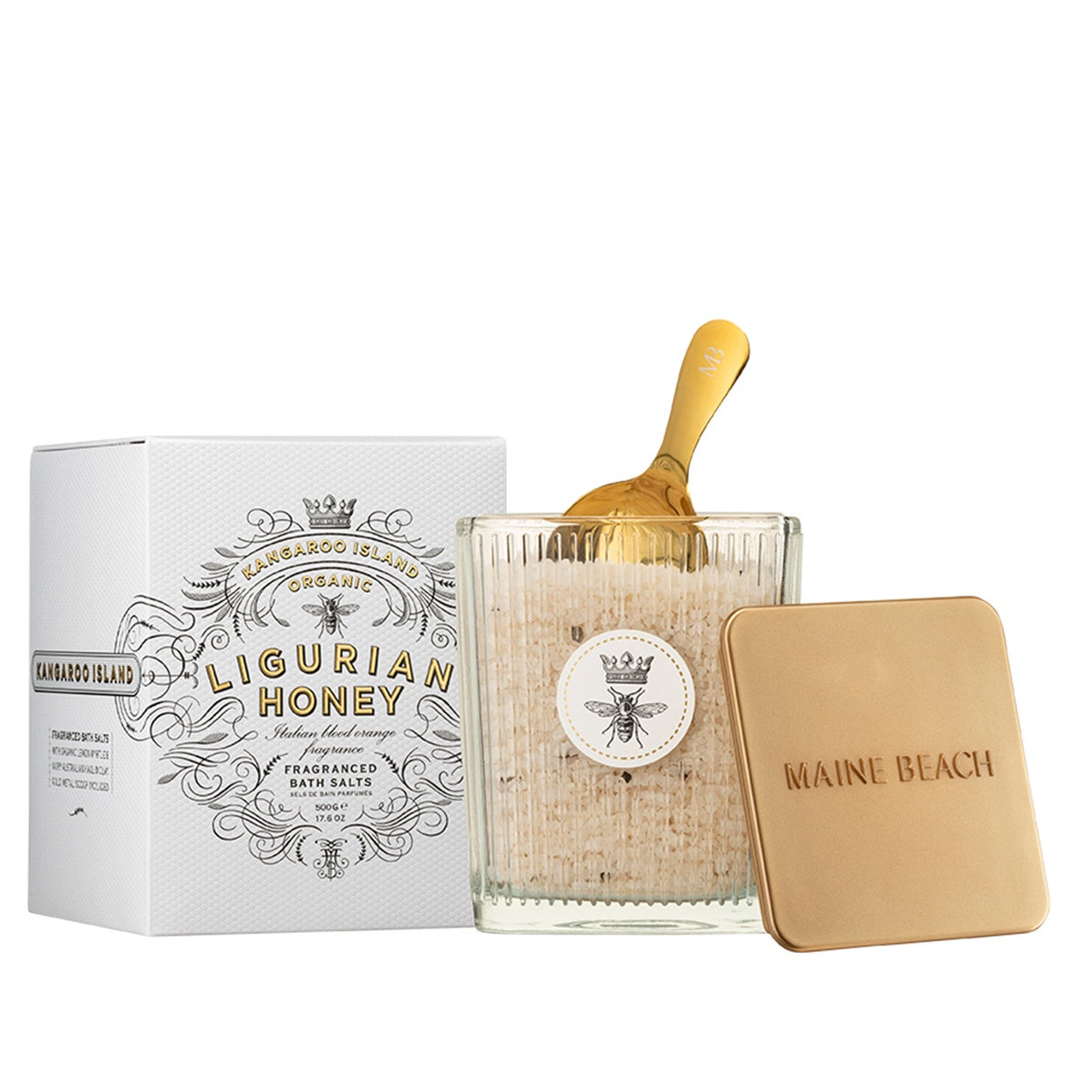 K.I. Ligurian Honey Bath Salts 500g | Jar with Metal Spoon