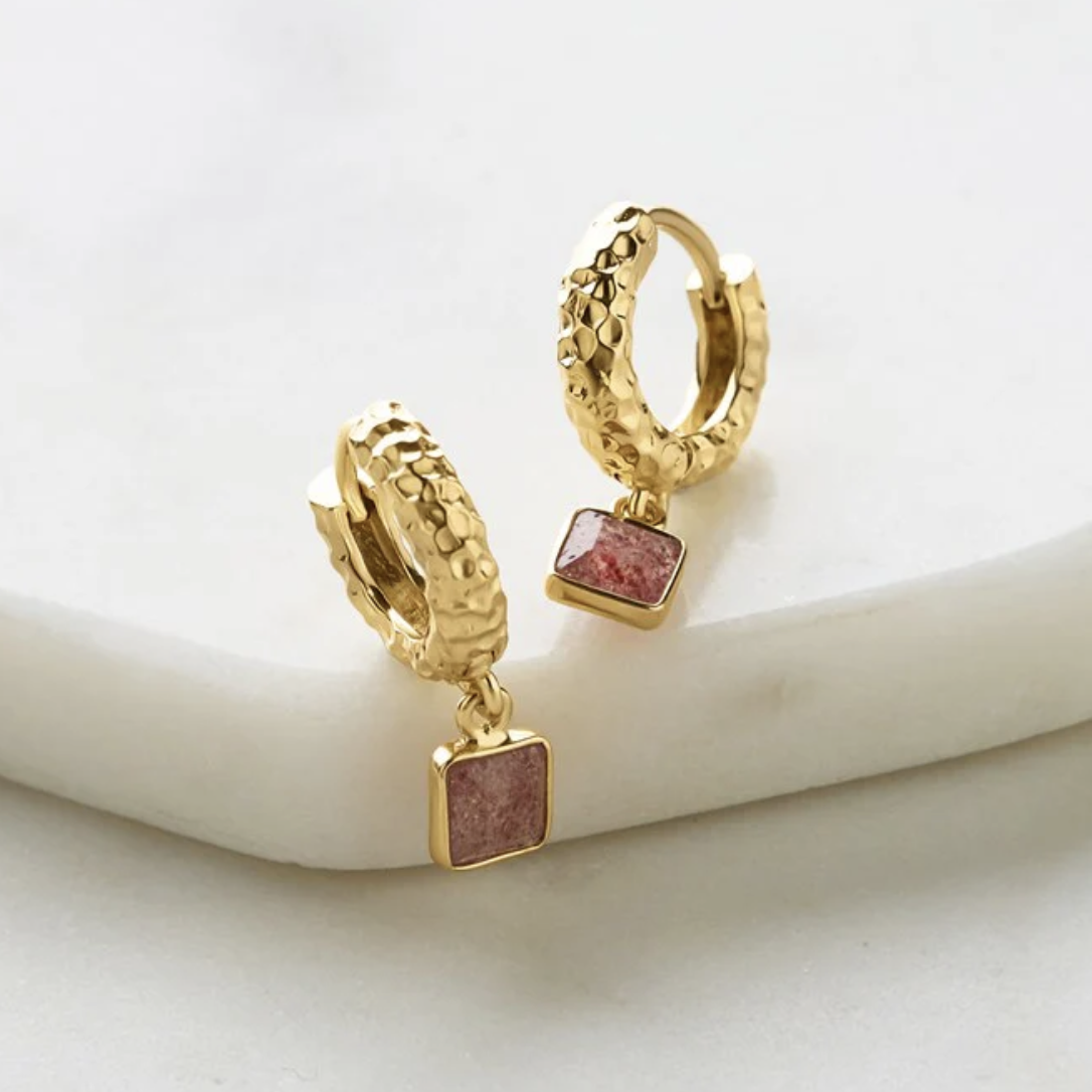 Mikayla Hoop | Gold / Strawberry Quartz