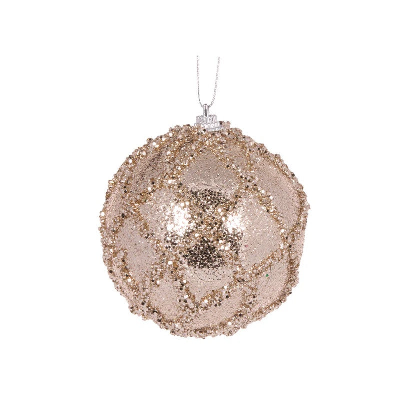 Mini Champagne Glittered Lattice Bauble