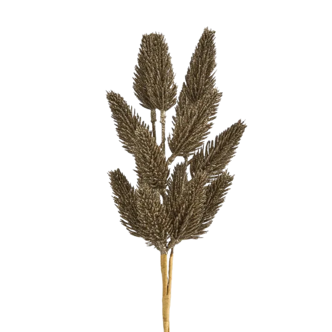 Olive Green Mini Glitter Pine Bunch