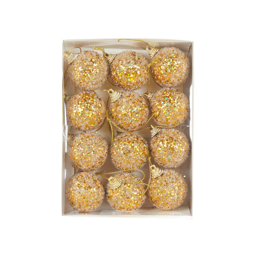 Mini Sugar Baubles Gold | 12 pk