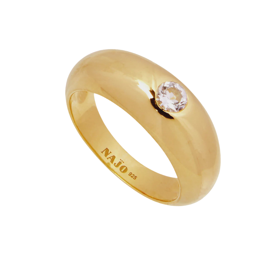 Cosmic Narrow White Topaz Ring | Gold