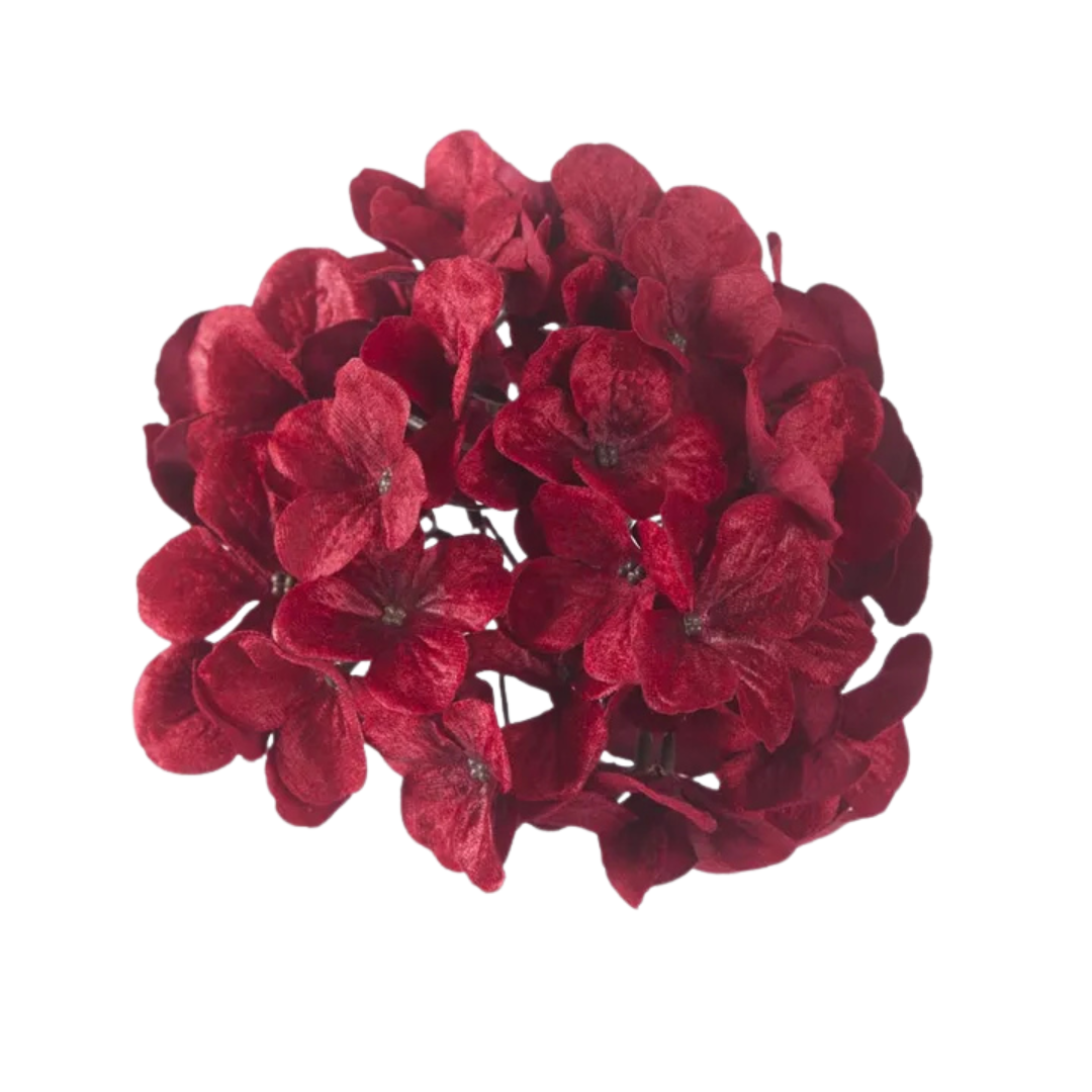 Red Velvet Hydrangea Flower Clip