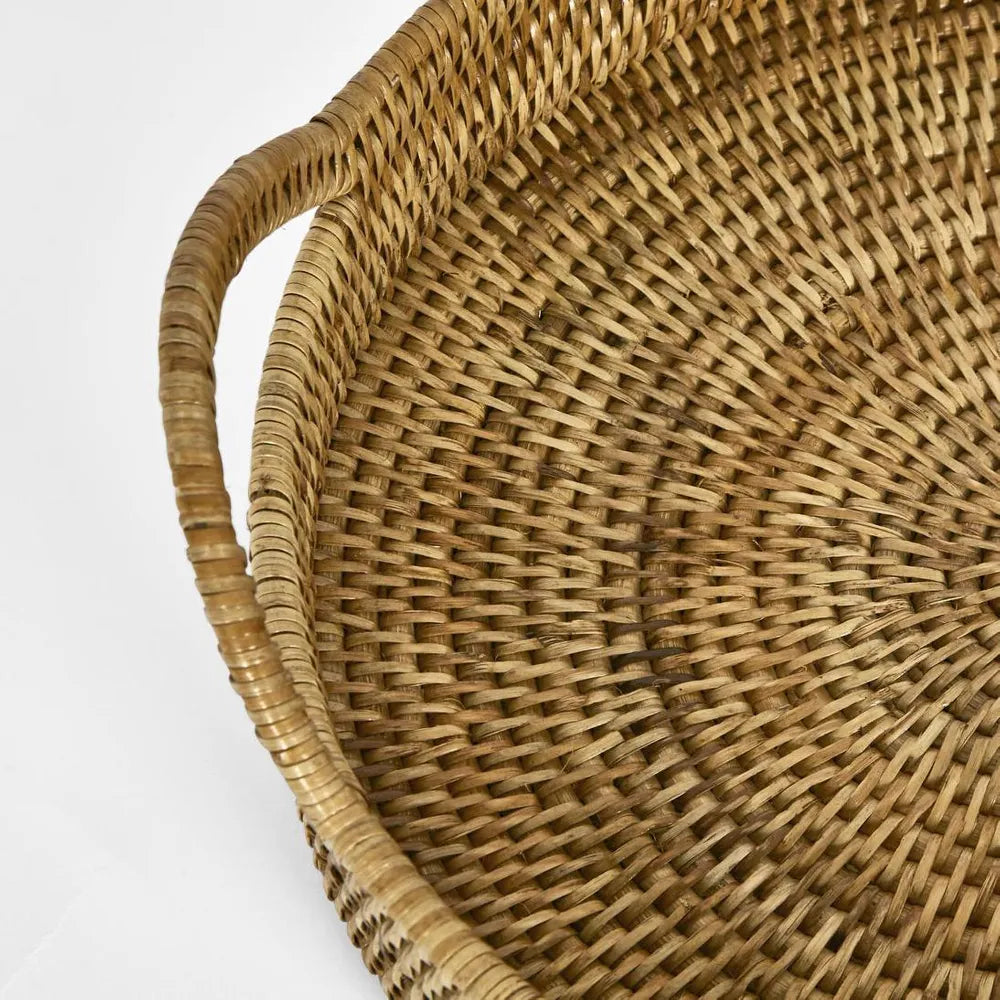 Paume Rattan Oval Serving Tray with Handles