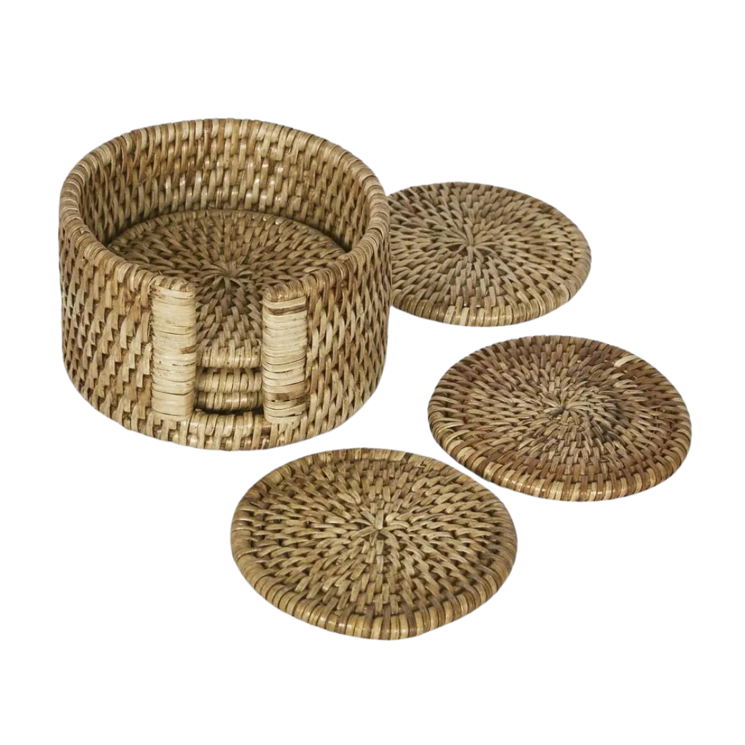 Paume Rattan Round Coaster Set 6
