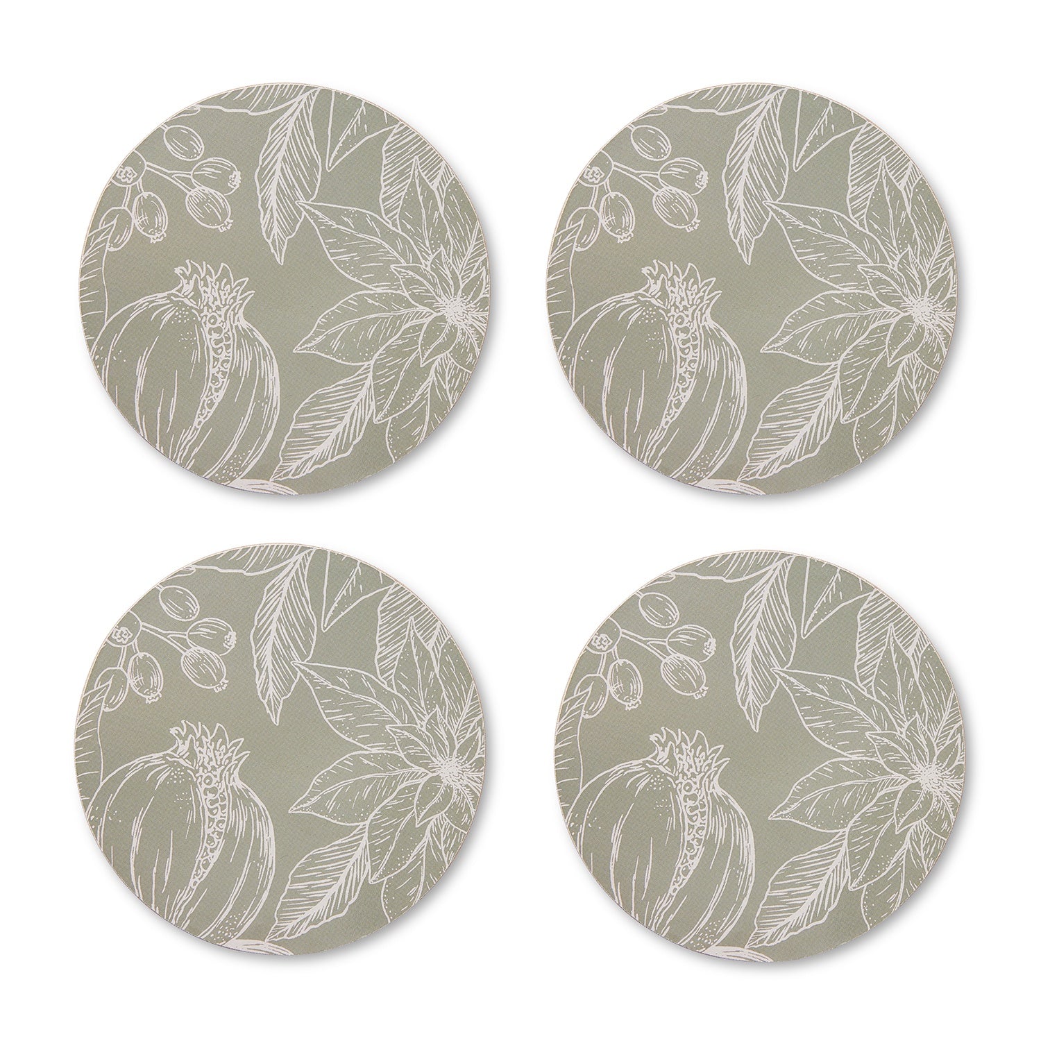 Poinsettia Round Coaster | Set 4
