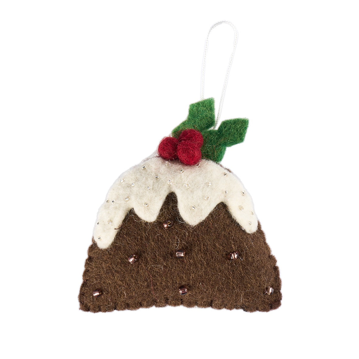 Pudding w/Holly Felt Christmas Ornament