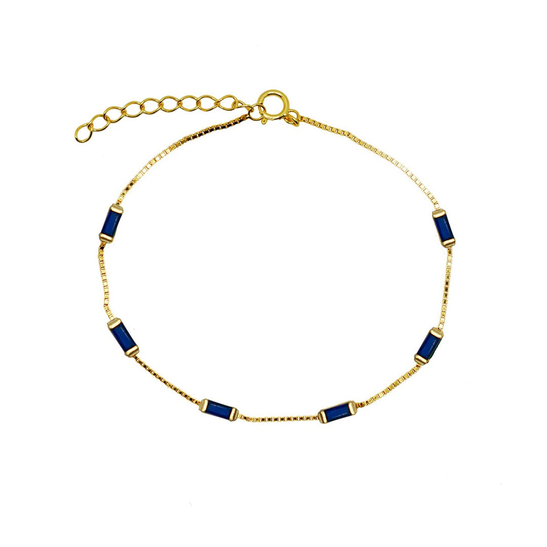 Rectangle Blue Bracelet | Gold