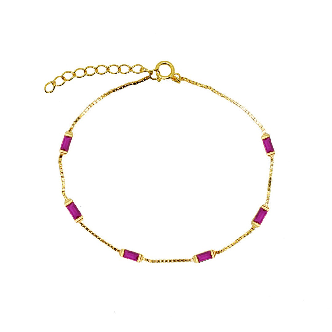 Rectangle Pink Bracelet | Gold