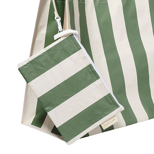 Carryall Beach Bag | The Vacay | Olive Stripe