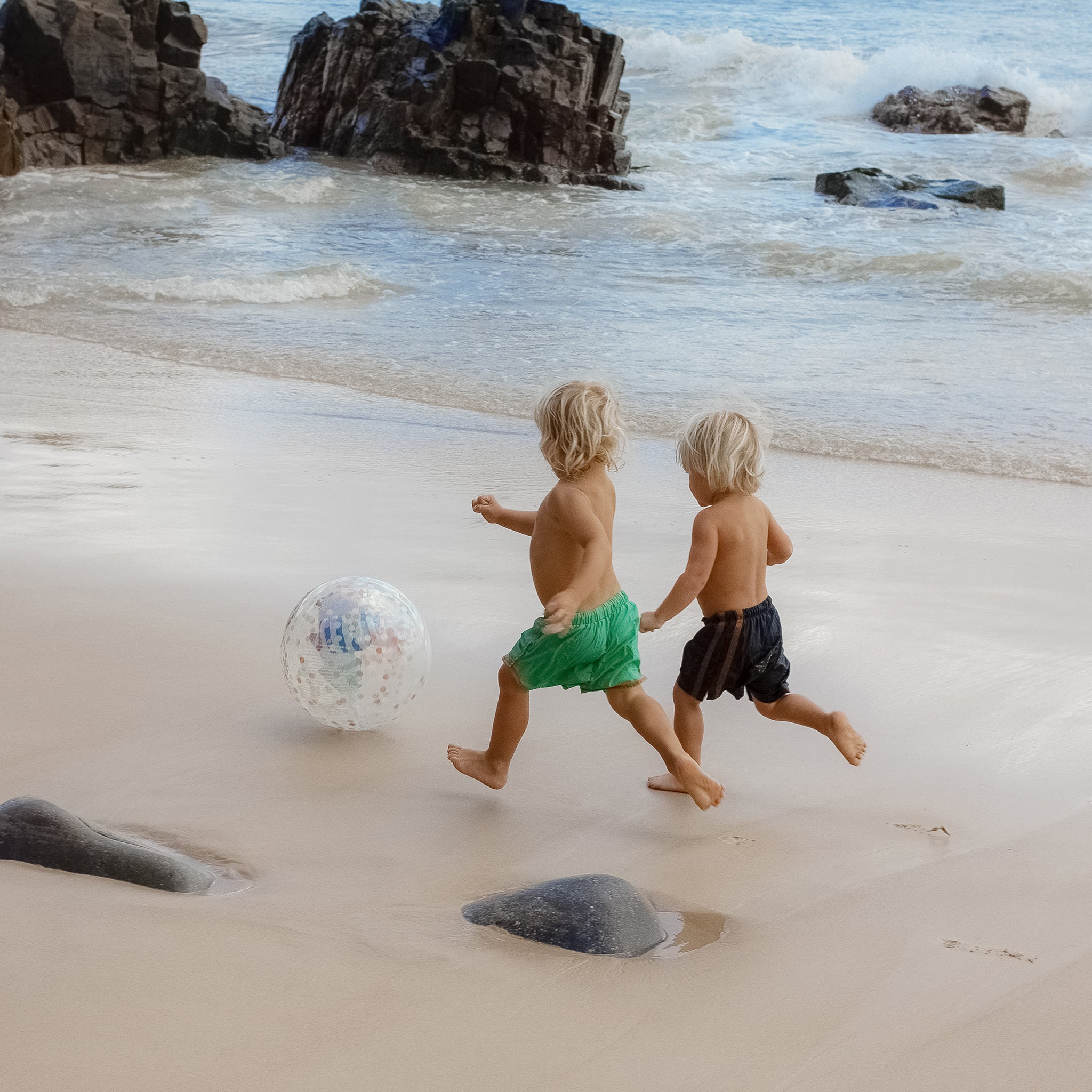 3D Inflatable Beach Ball Sammy the Seagull Blue Stripe