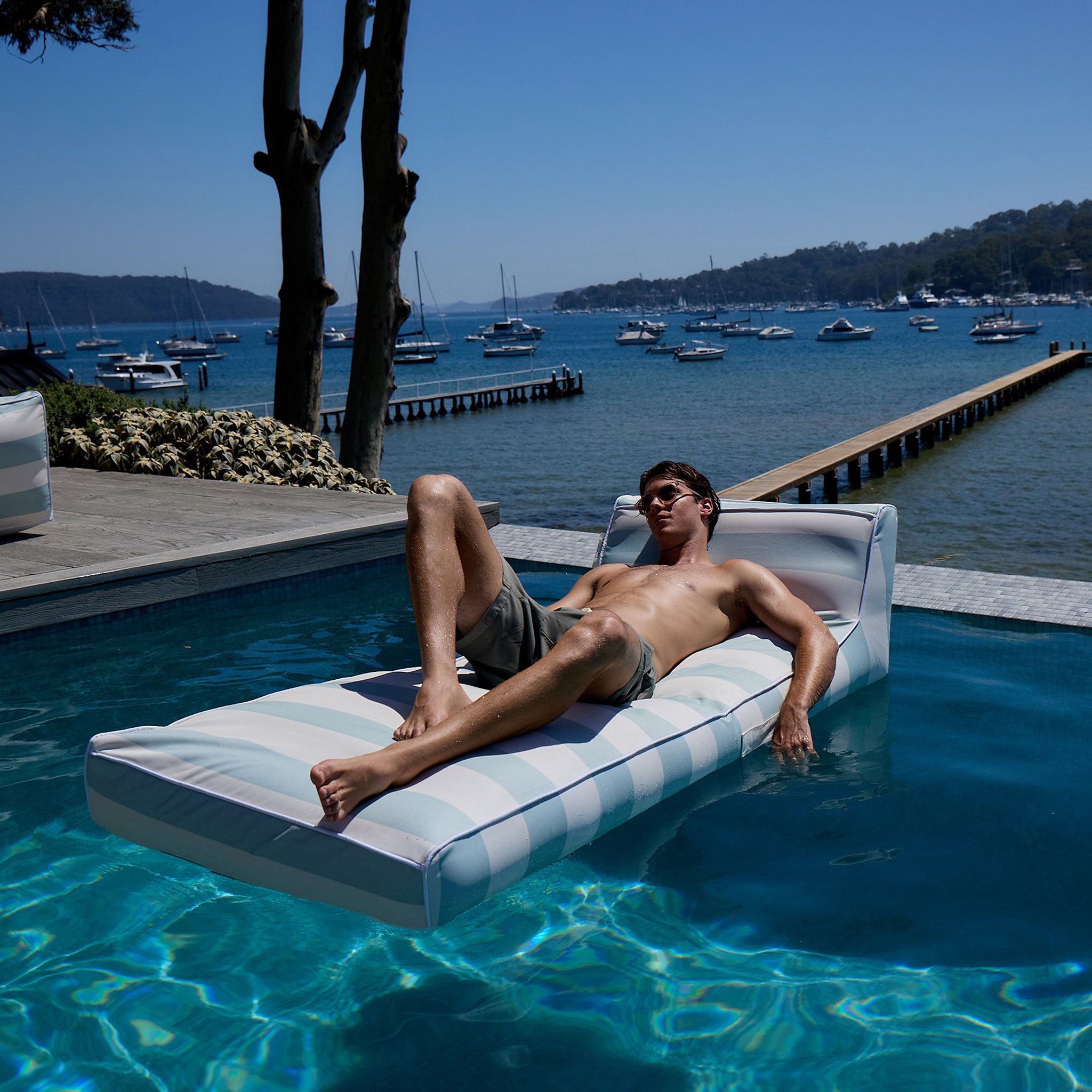 Luxe Lie-On Lounger Lazy Days Blue Stripe