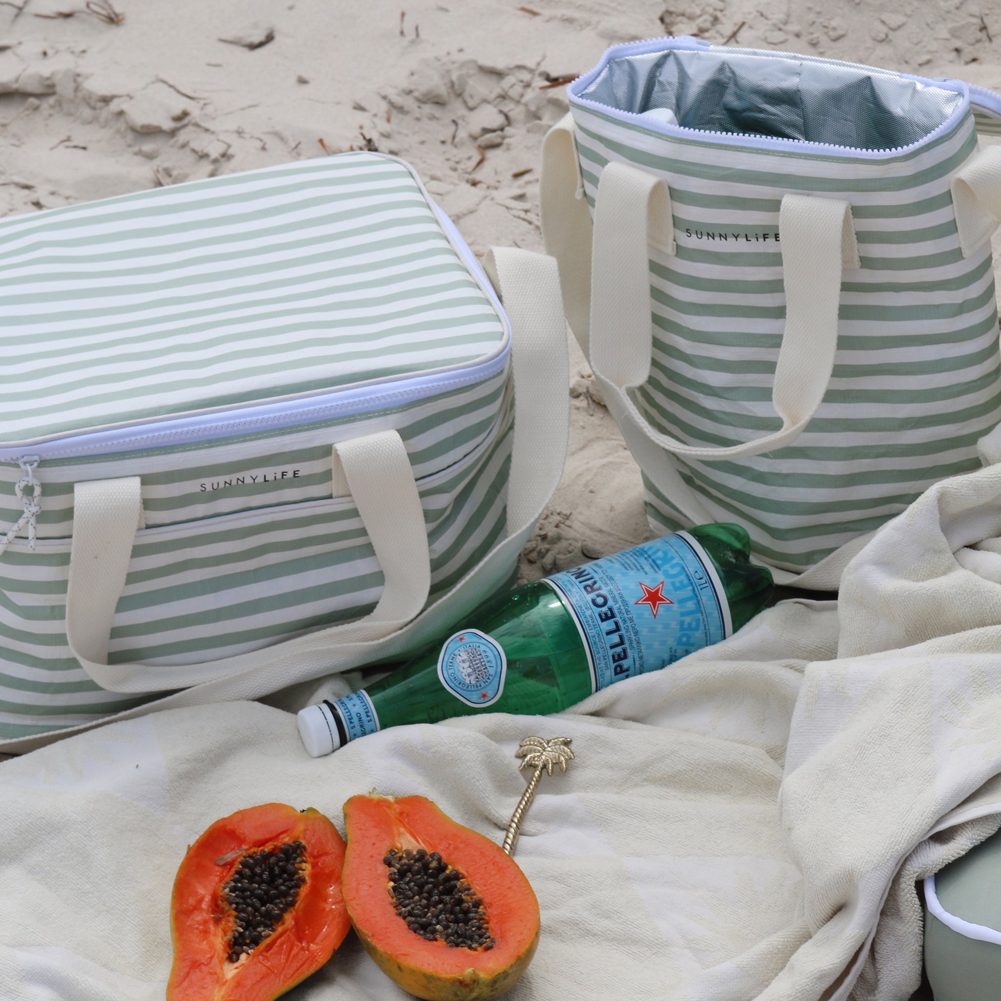 Light Cooler Bag Sea Sage Stripe