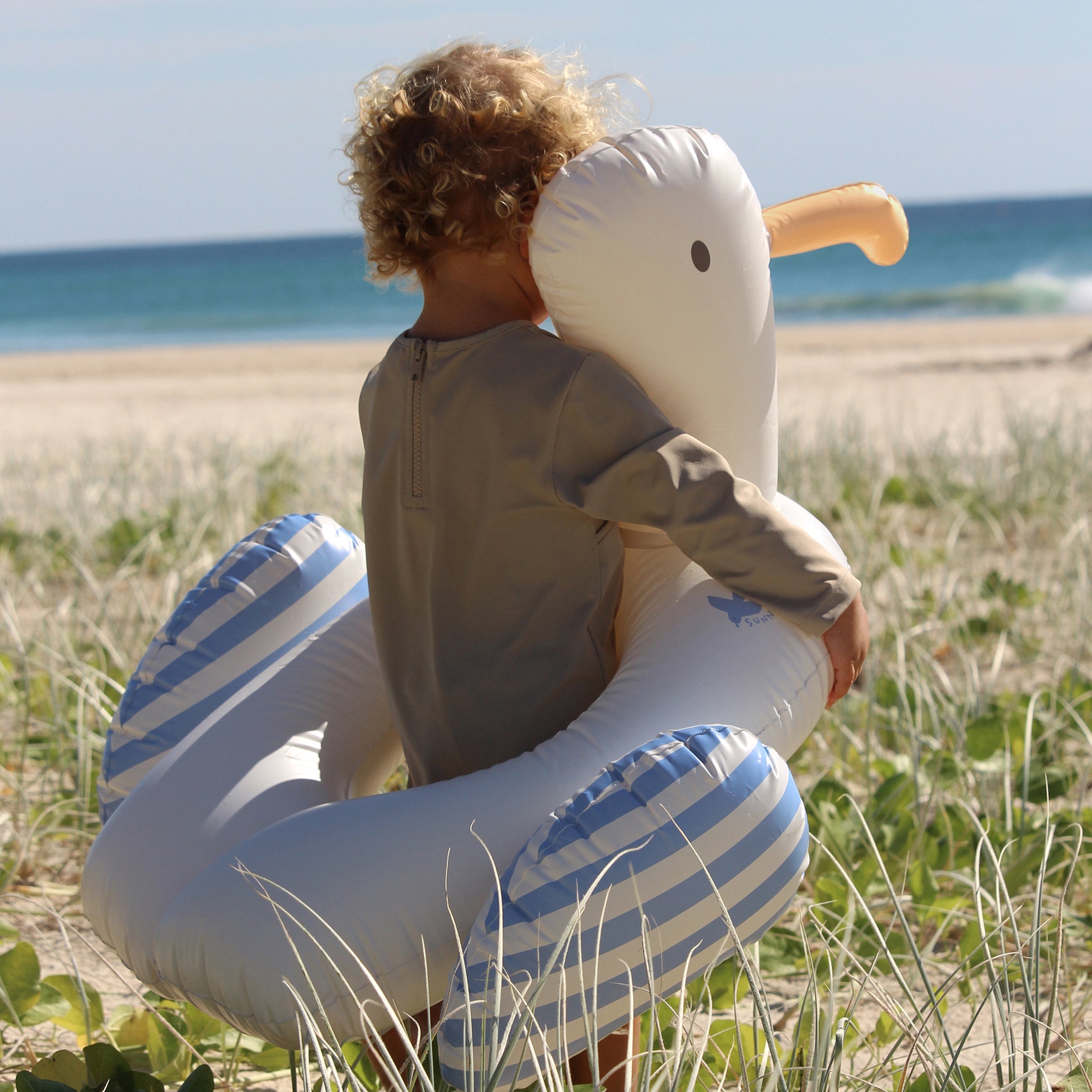 Kids Tube Pool Ring Sammy the Seagull Blue Stripe