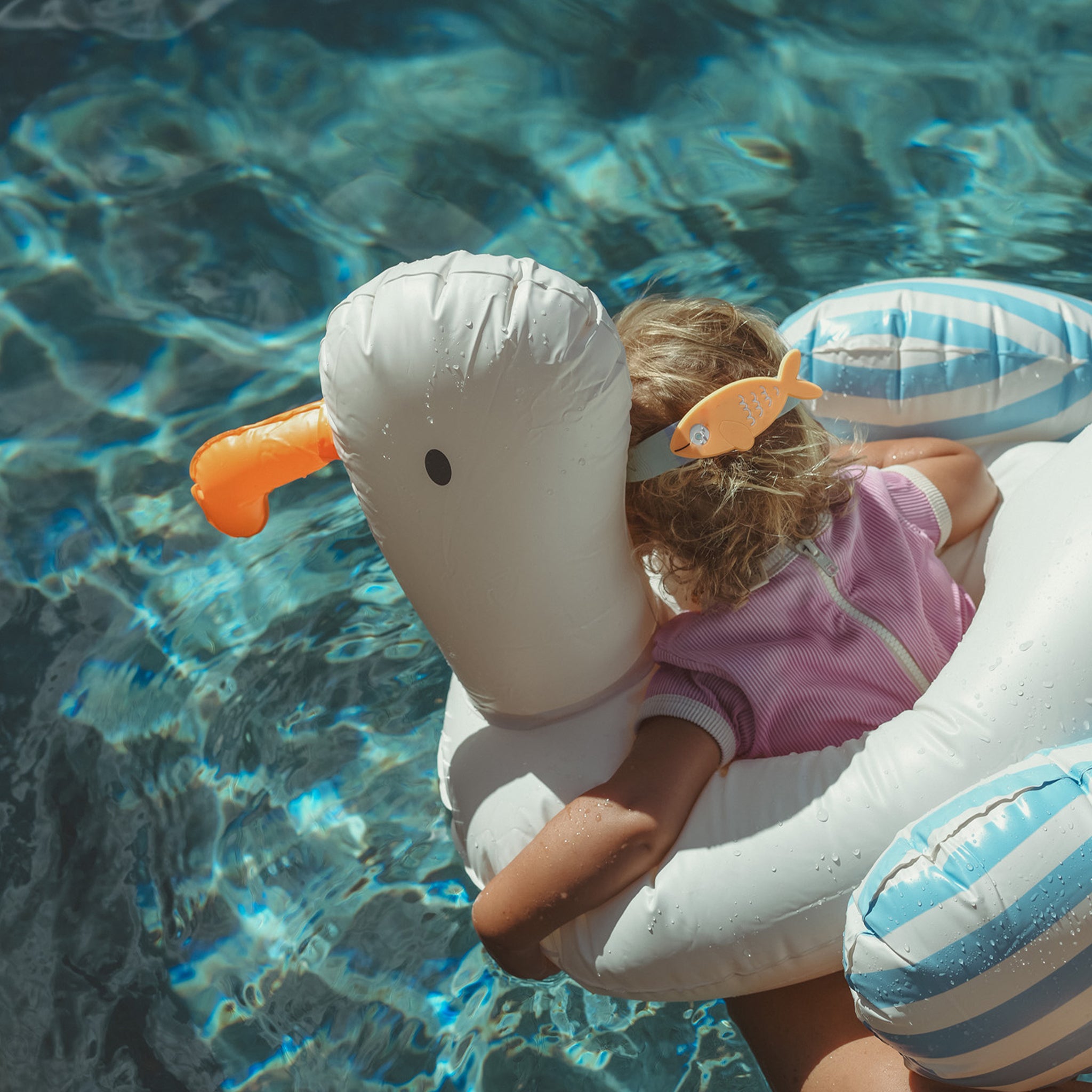 Kids Tube Pool Ring Sammy the Seagull Blue Stripe