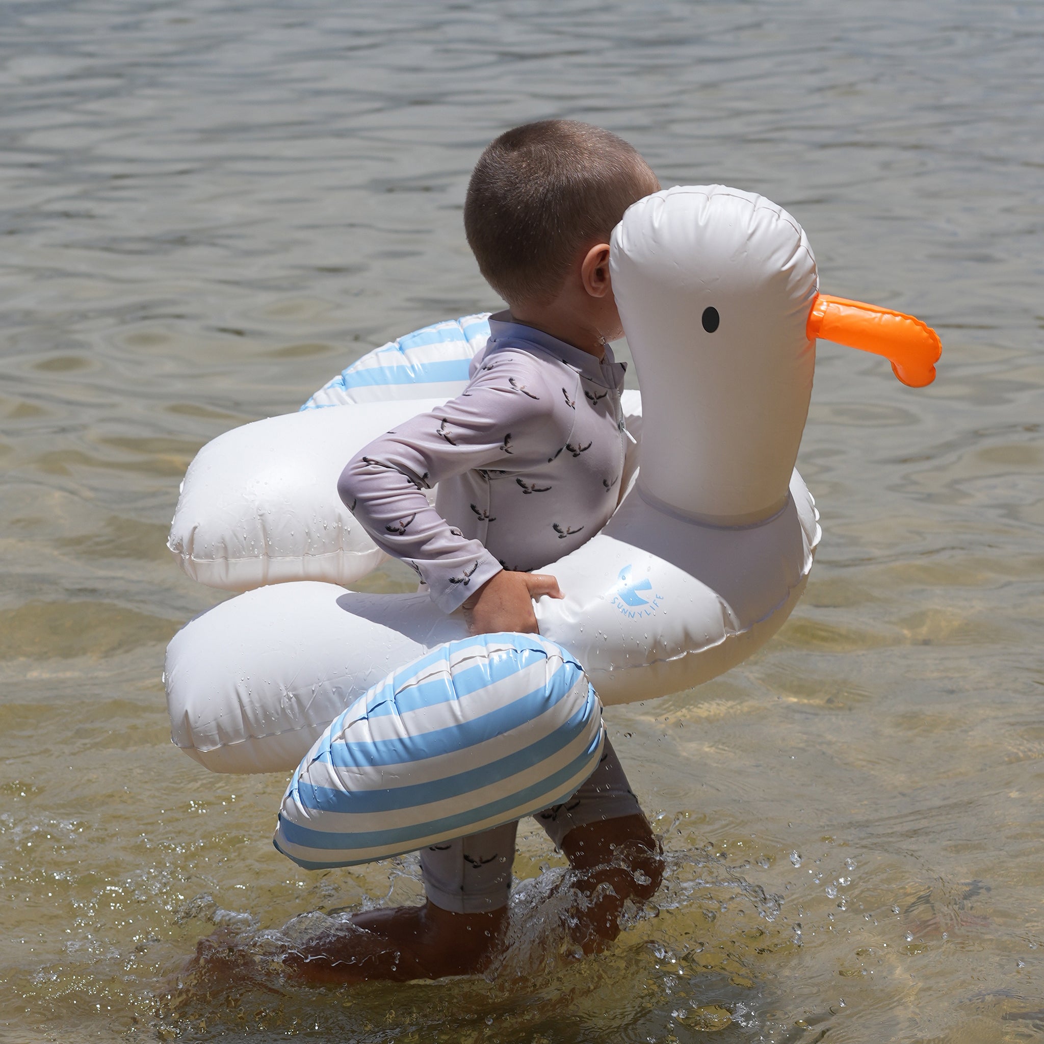 Kids Tube Pool Ring Sammy the Seagull Blue Stripe