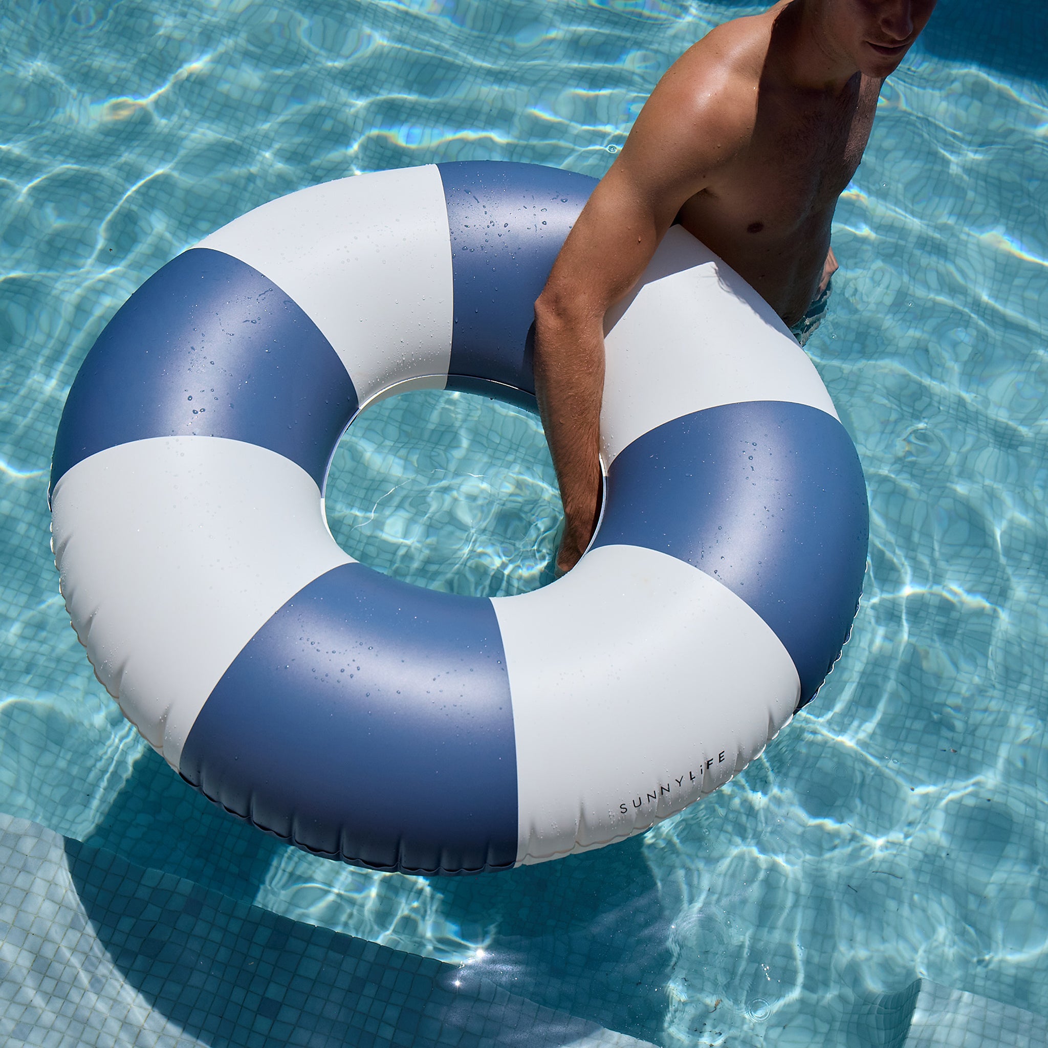 Tube Pool Ring Navy Stripe