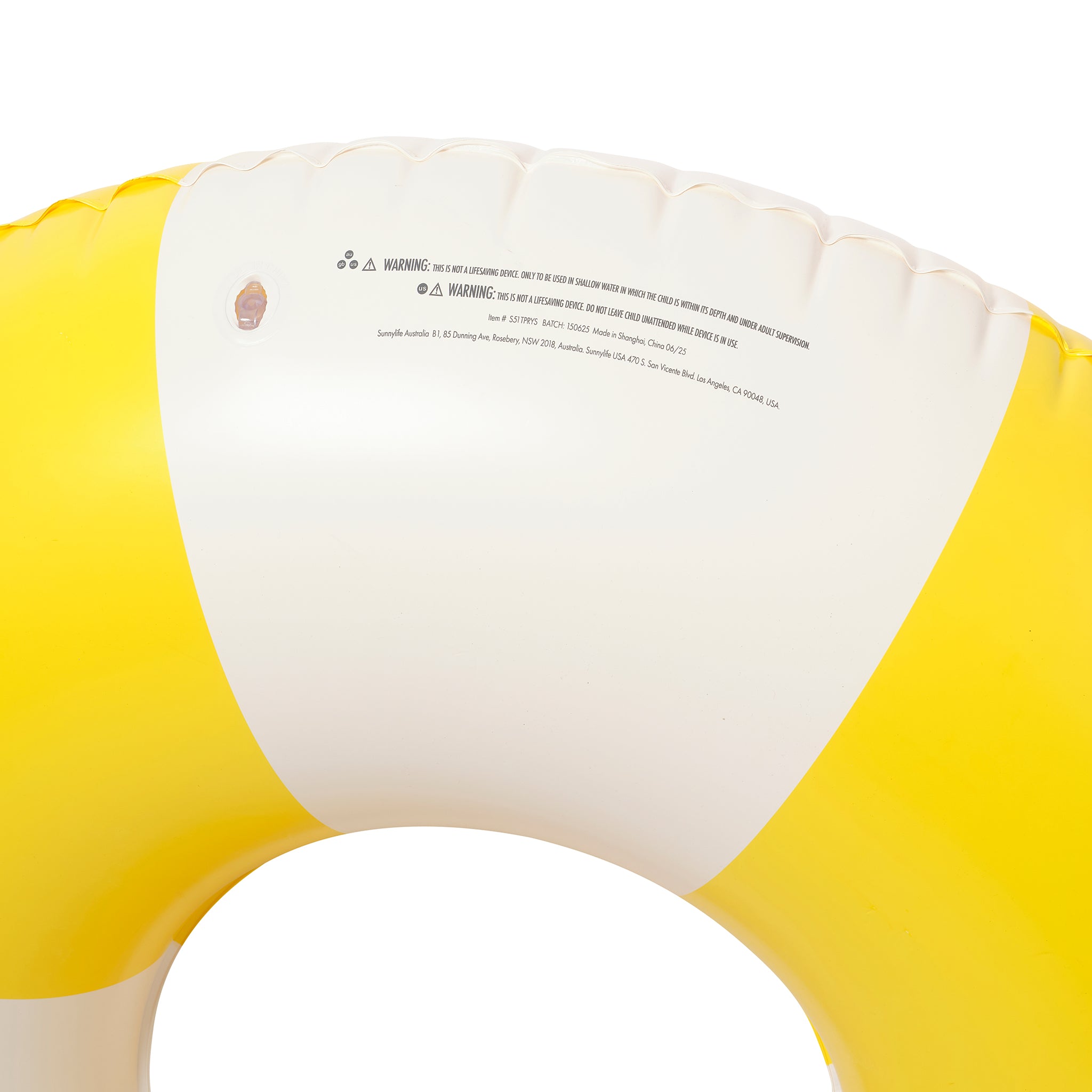 Tube Pool Ring Sunshine Yellow Stripe