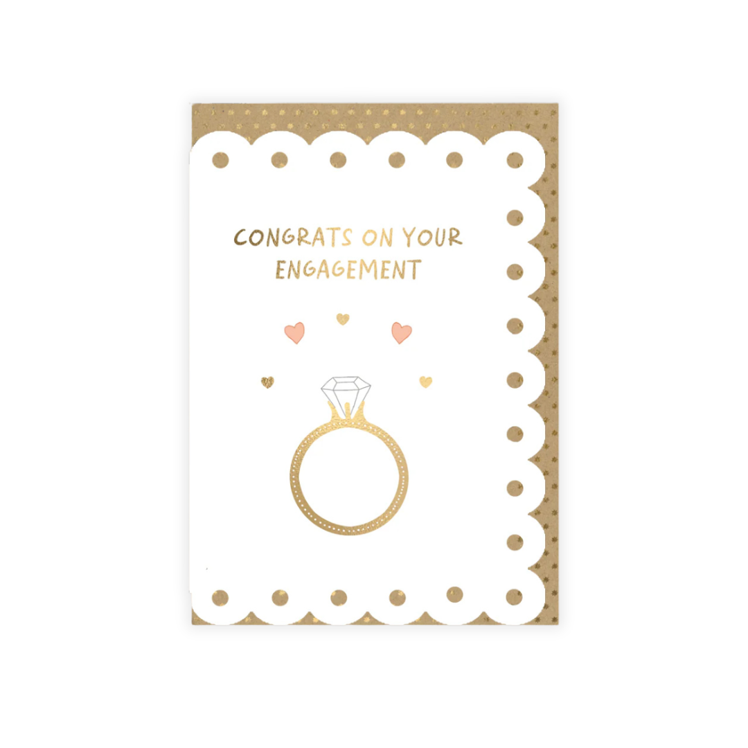 'Engagement Card With Broderie Border' Card