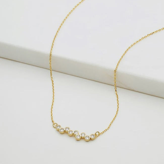 Scattered Crystal Mini Necklace | Gold