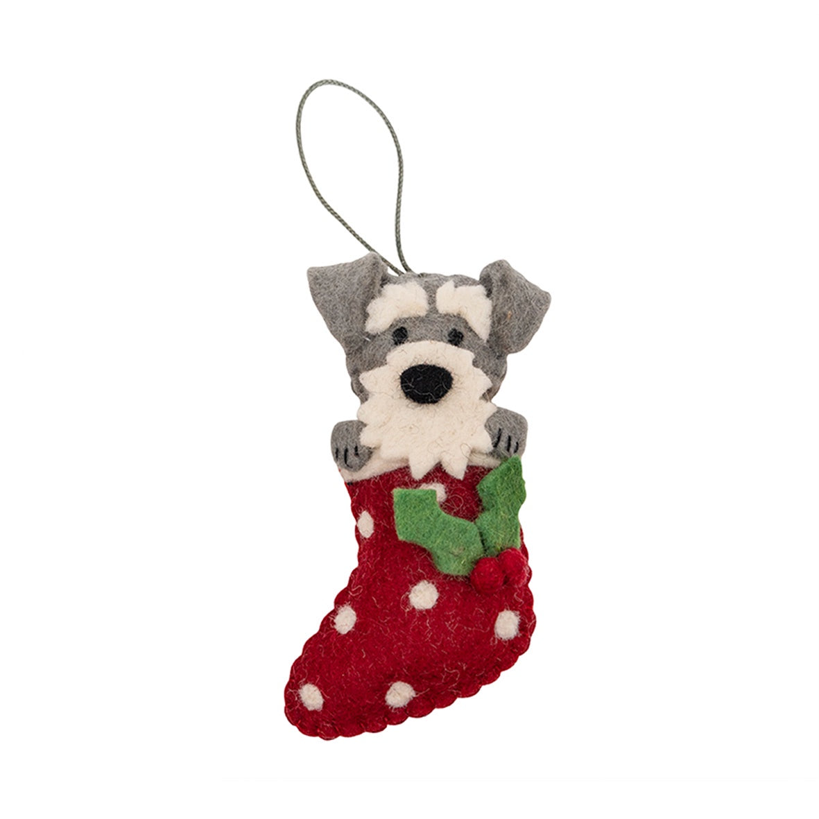 Schnauzer in Stocking Christmas Ornament