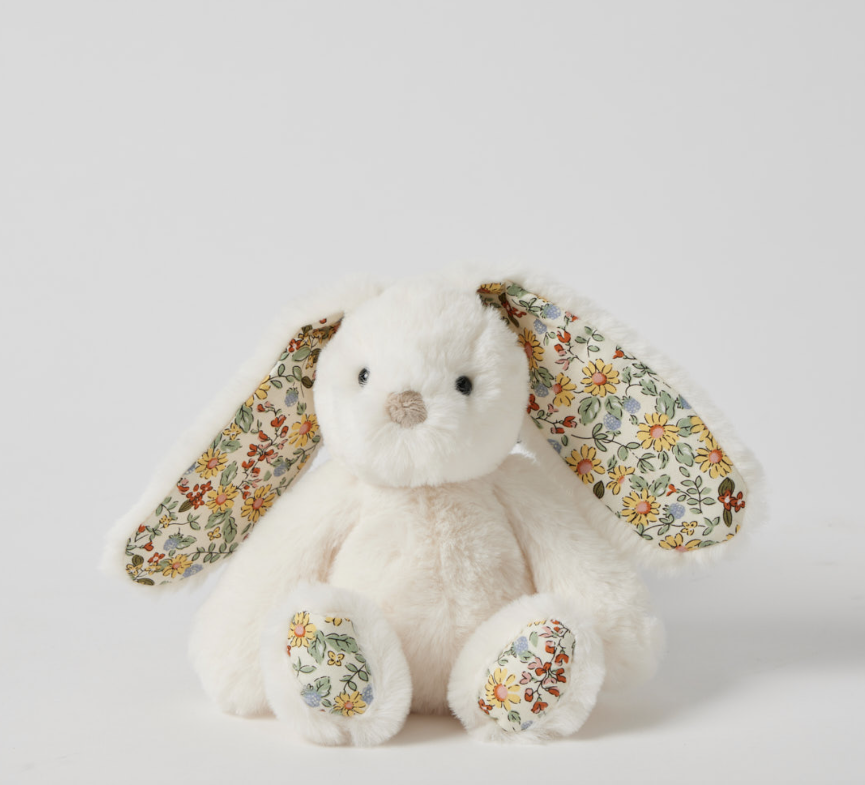 Floral White Bunny Rattle