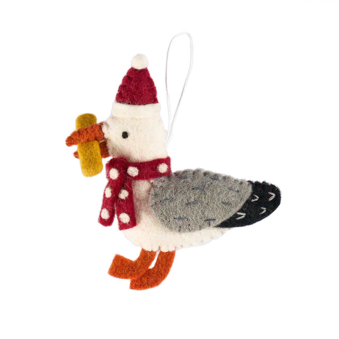 Seagull w/chip Felt Christmas Ornament