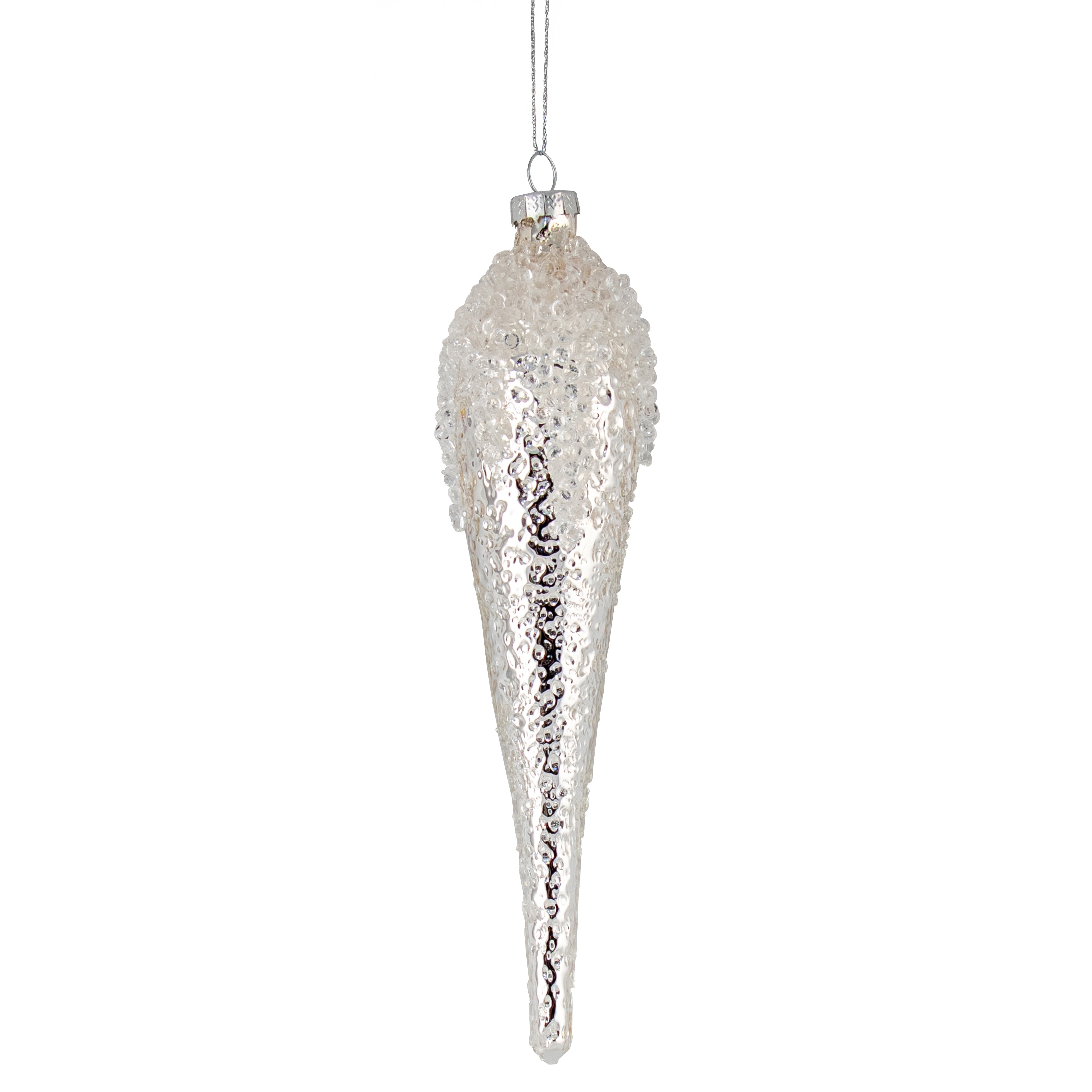 Silver Pearl Glass Icicle Bauble