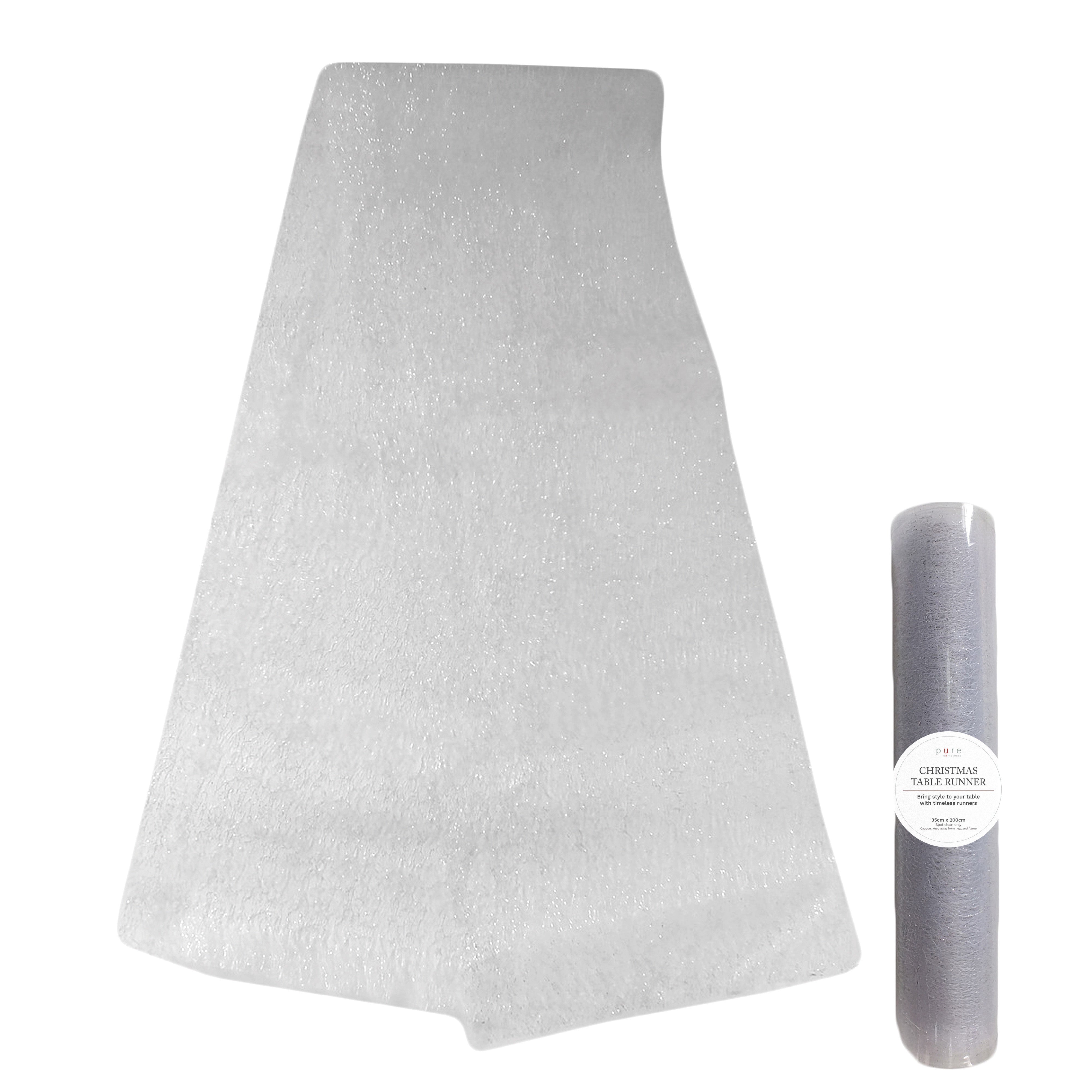 Silver White Glitter Mesh Runner