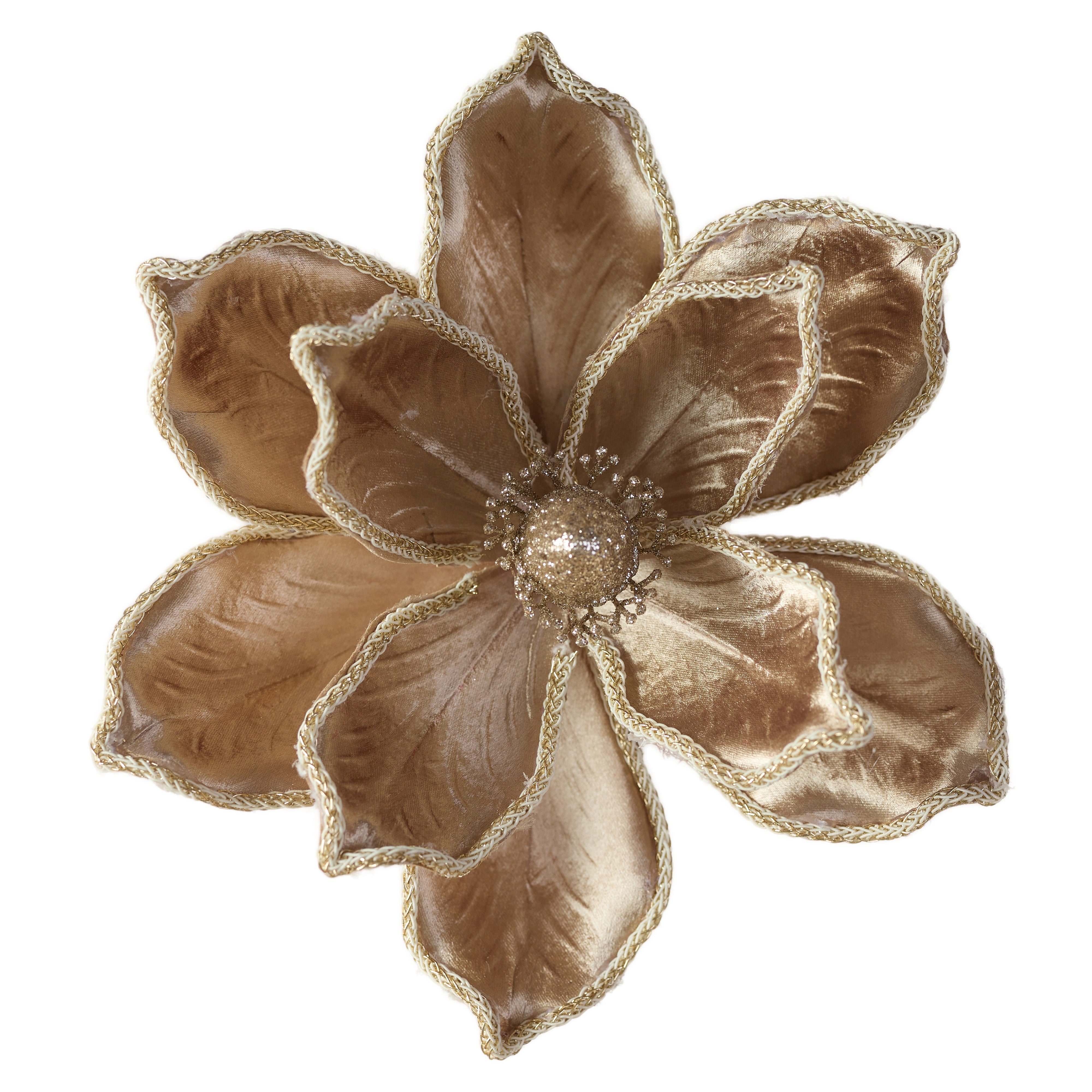 Tan Fabric Magnolia Rope Edge Clip On