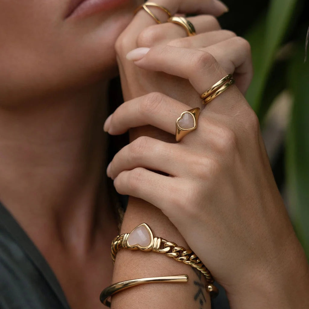 Valentine Rose Quartz Bracelet | Gold