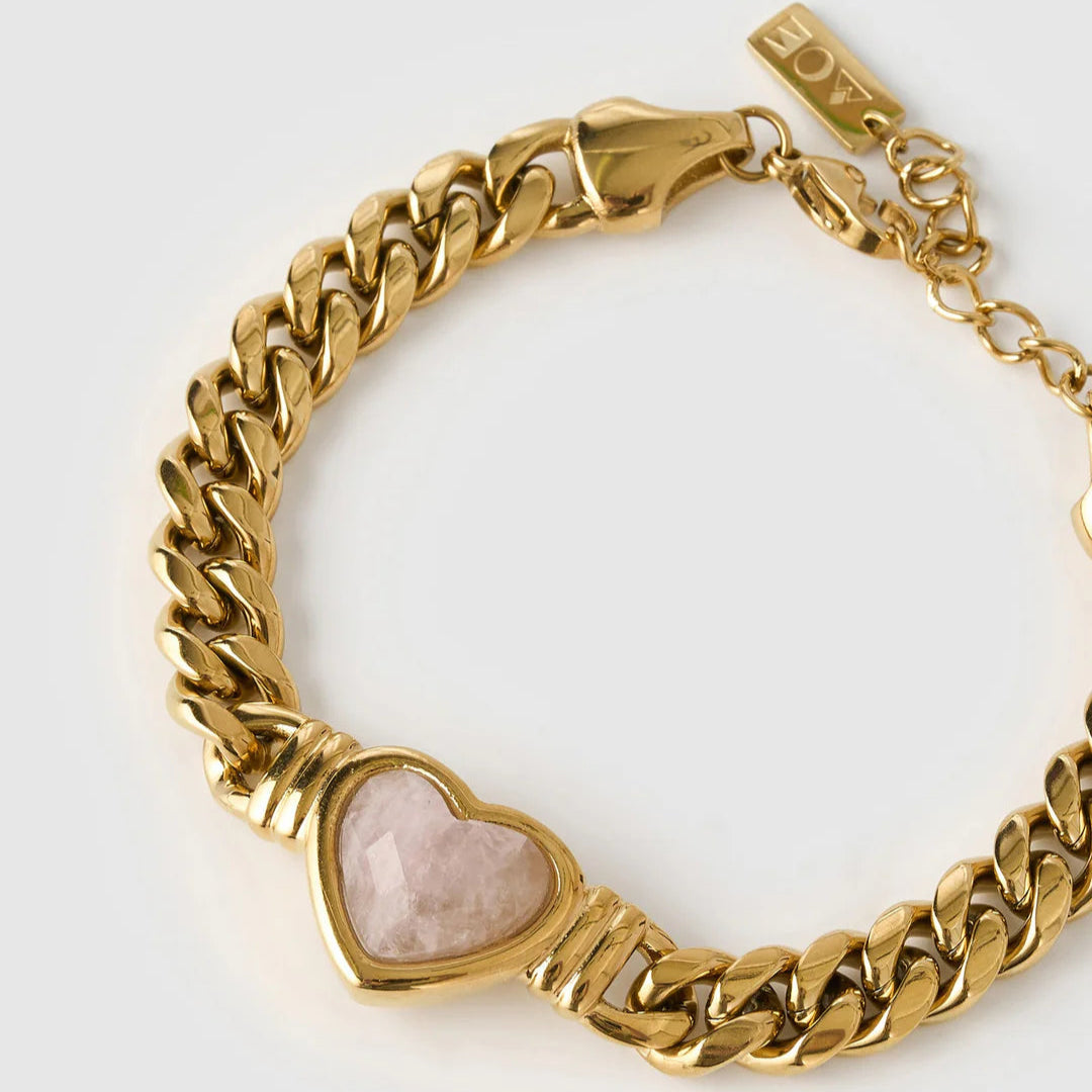 Valentine Rose Quartz Bracelet | Gold