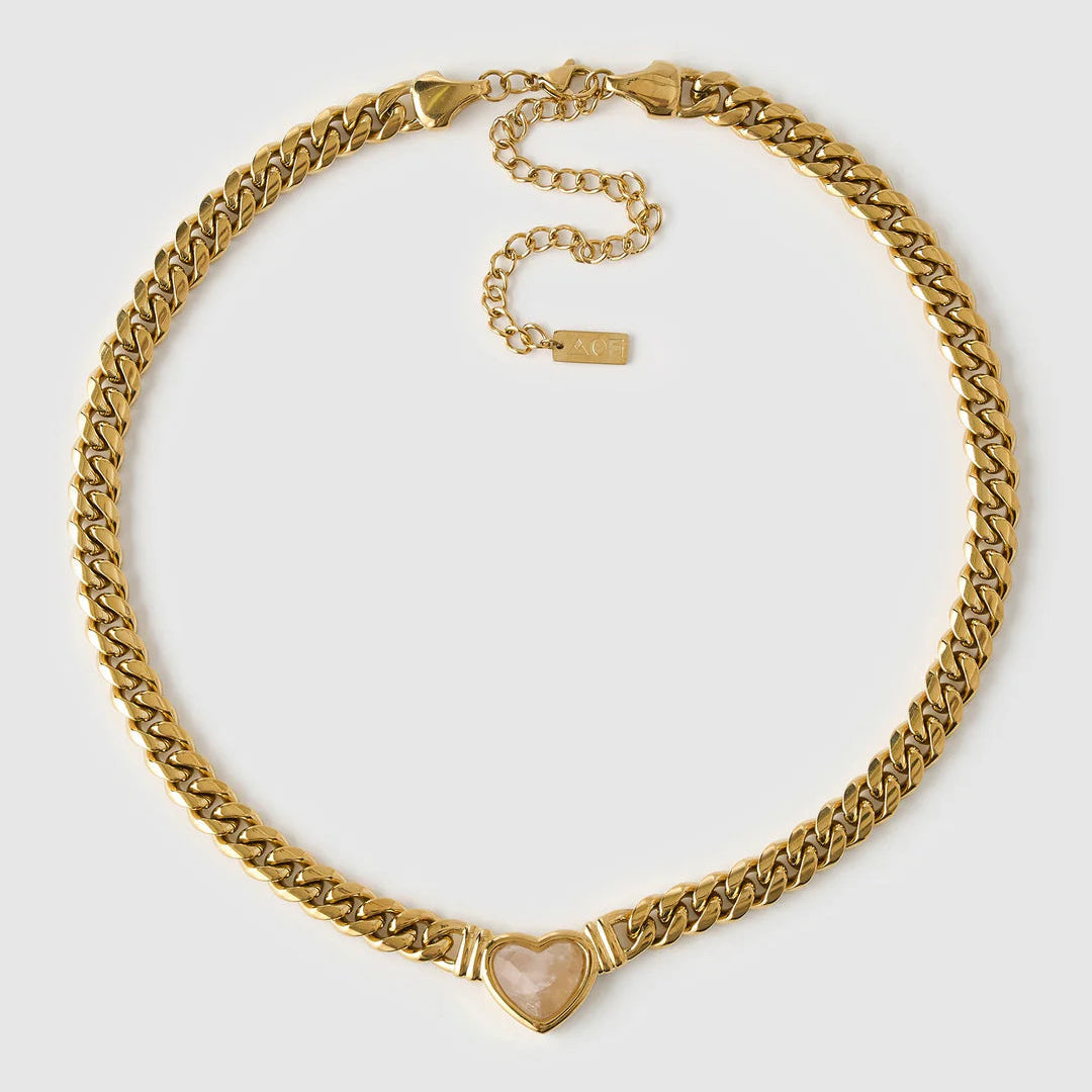 Valentine Rose Quartz Necklace | Gold