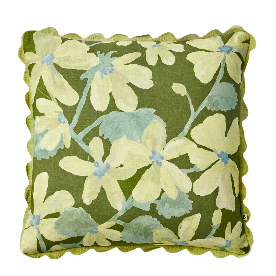 Violet Khaki Linen Cushion