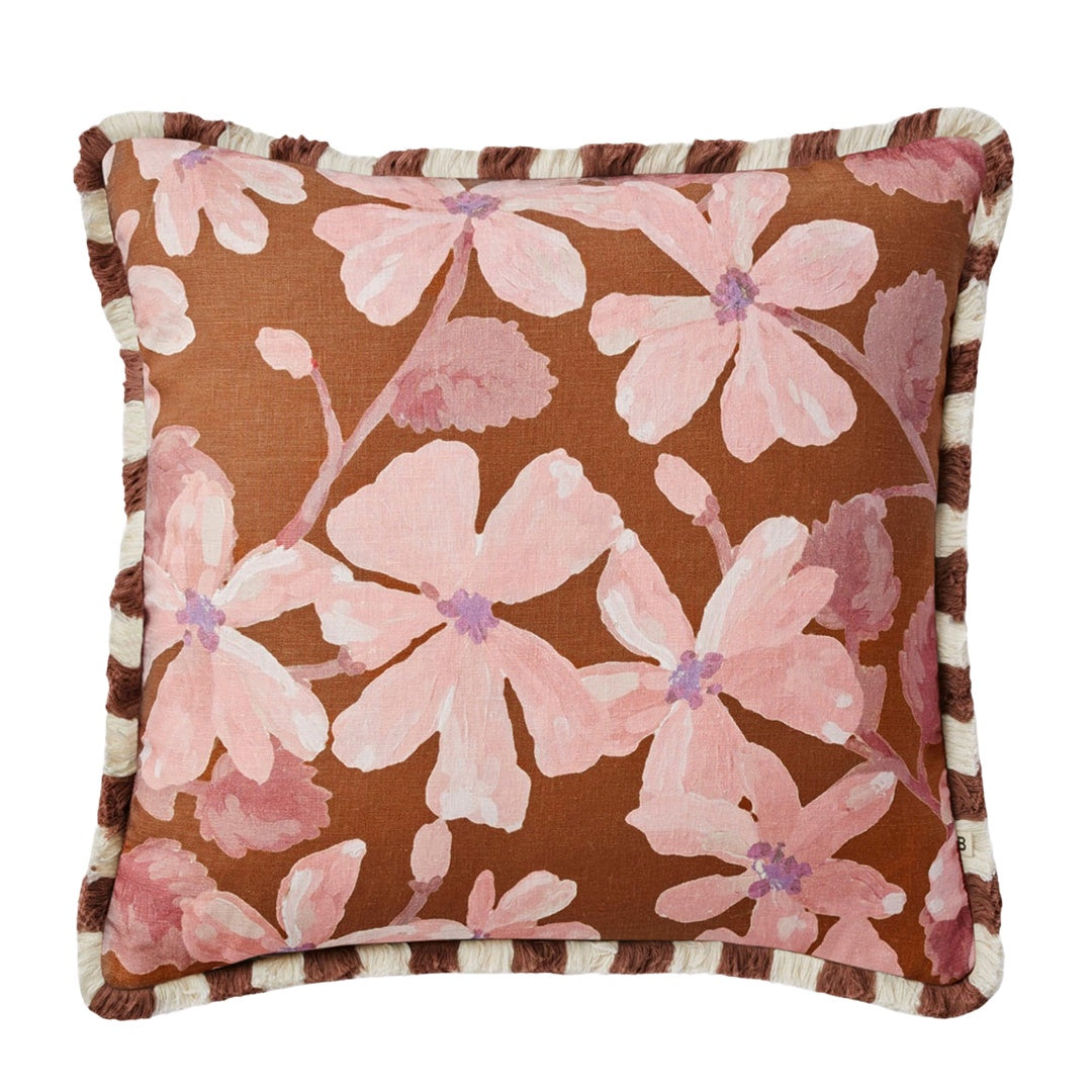 Violet Tan Linen Cushion