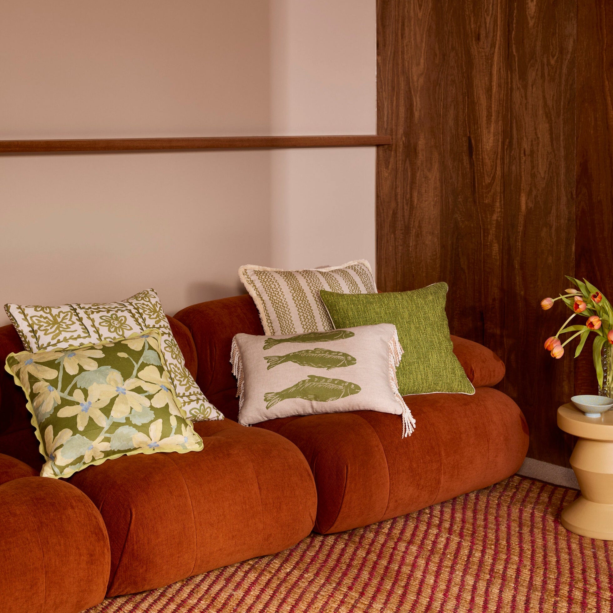 Violet Khaki Linen Cushion