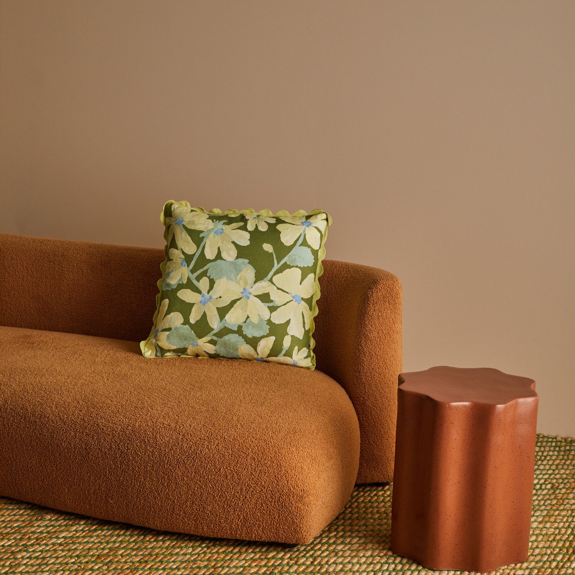Violet Khaki Linen Cushion