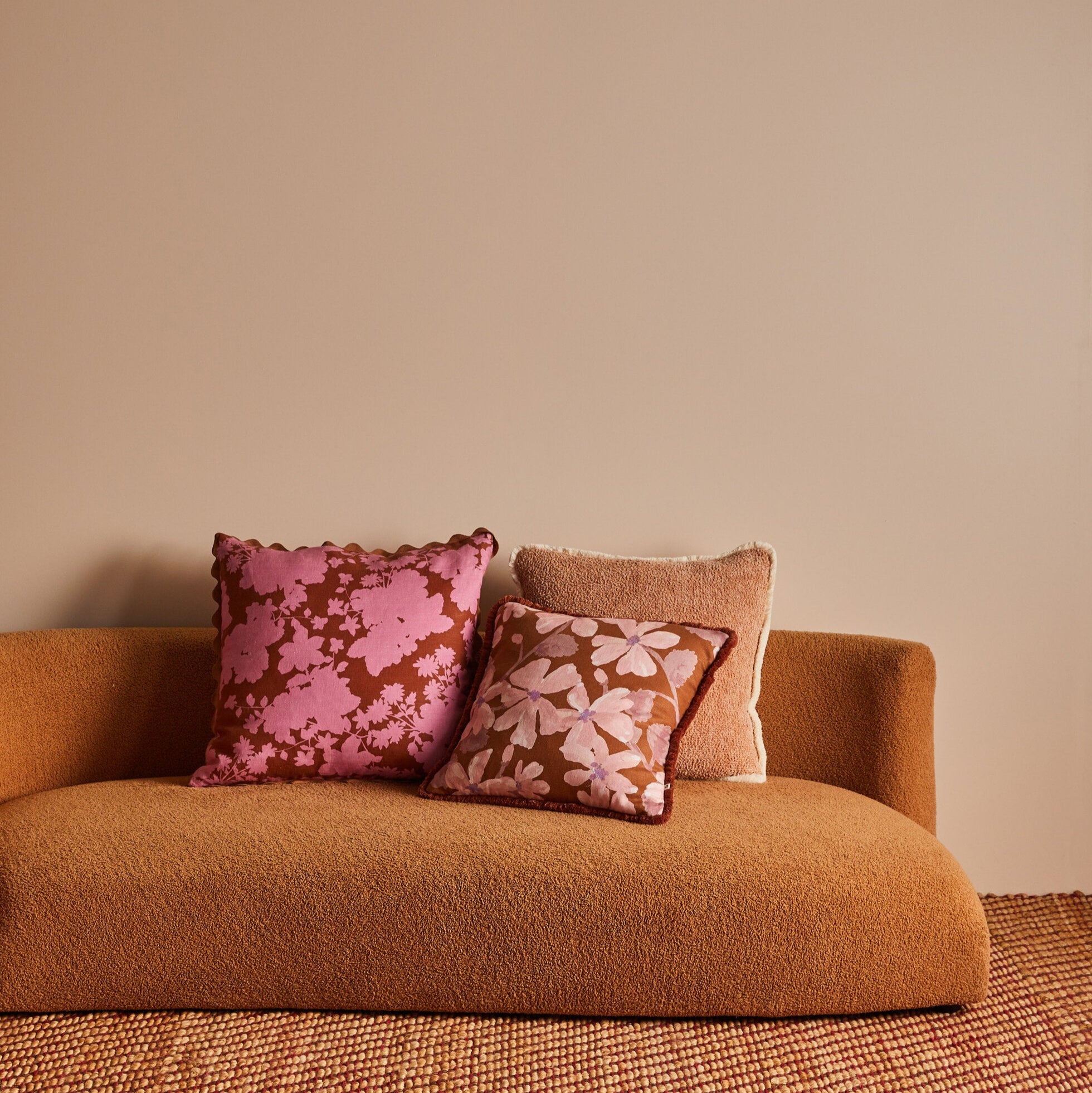 Violet Tan Linen Cushion