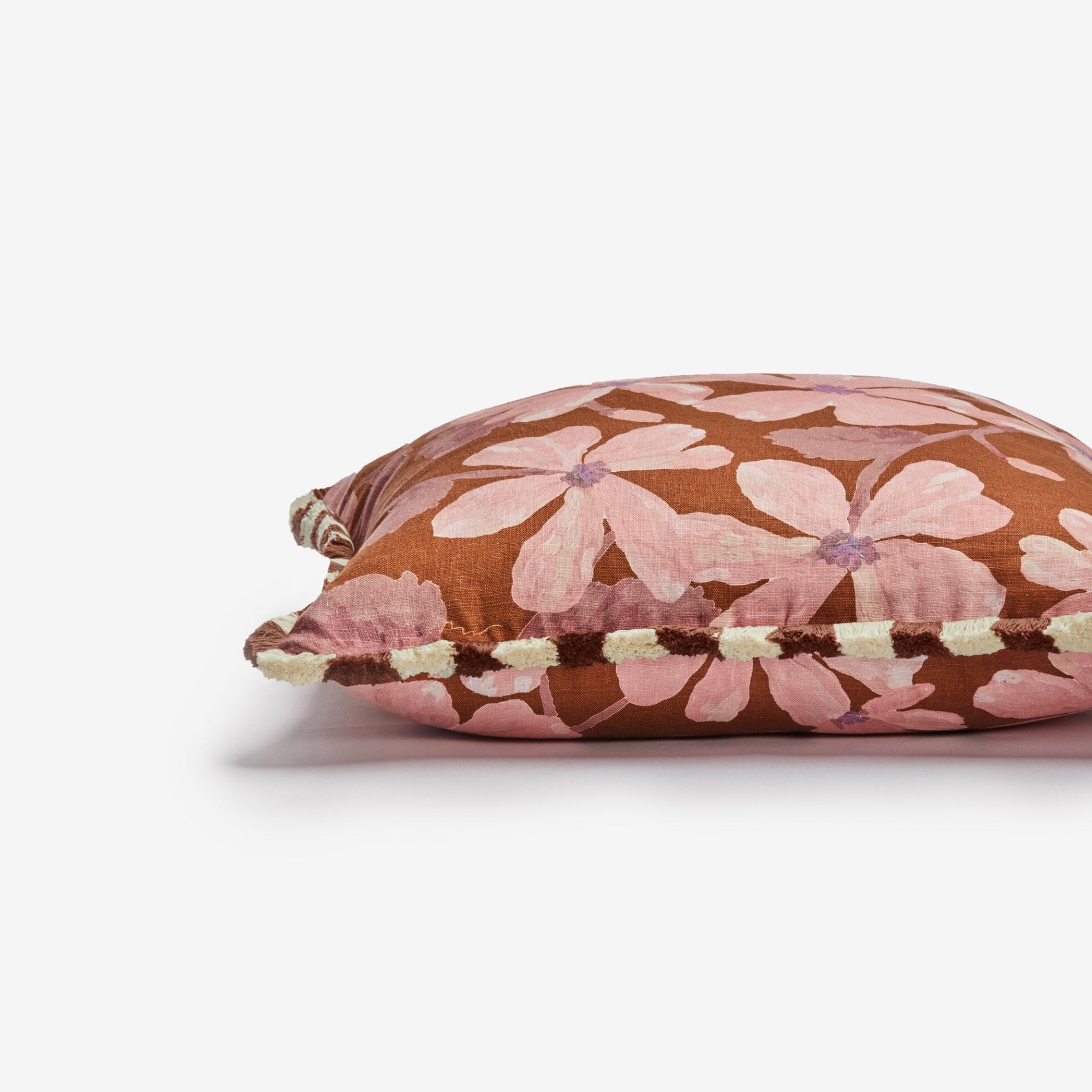 Violet Tan Linen Cushion