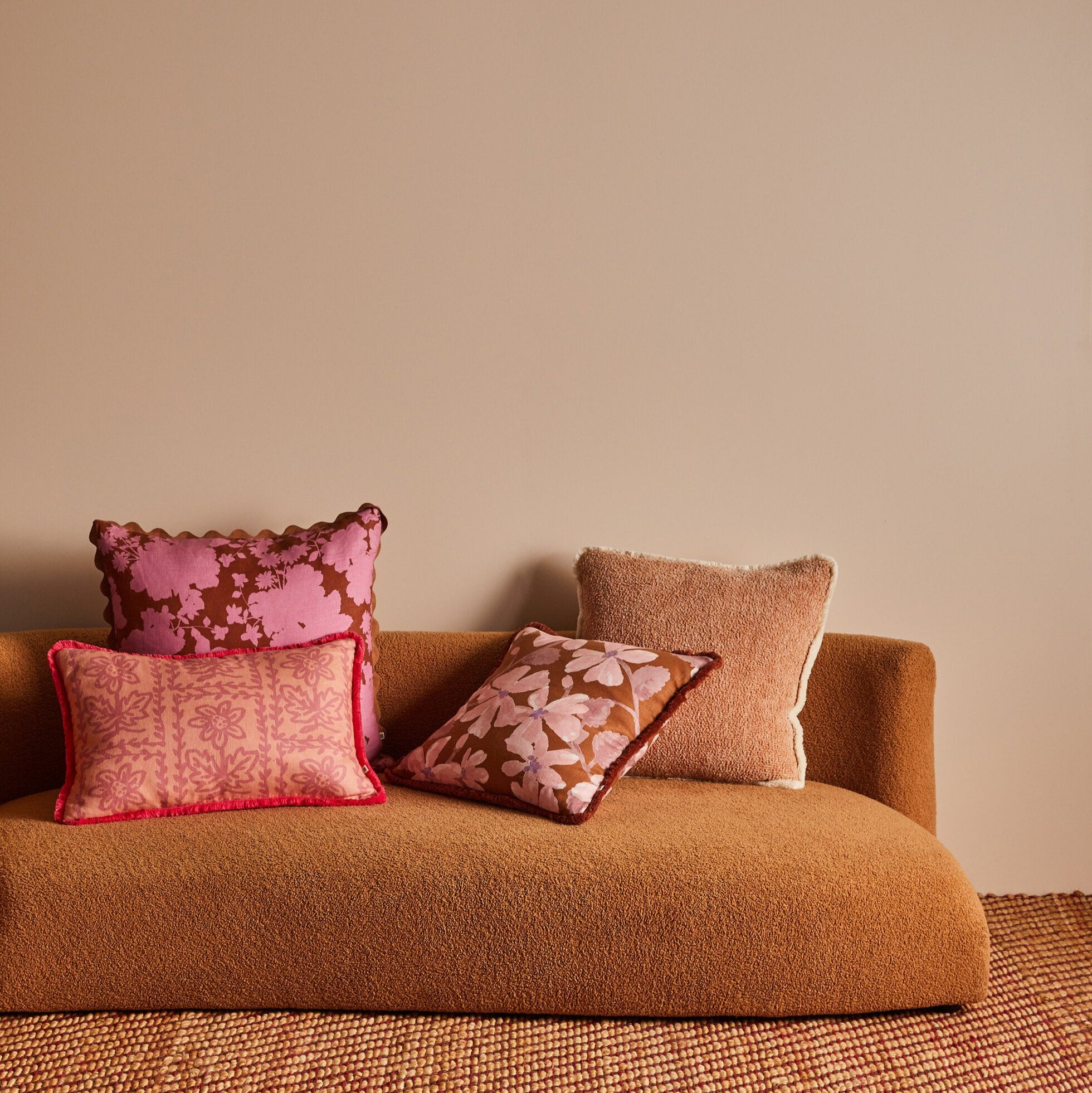 Violet Tan Linen Cushion