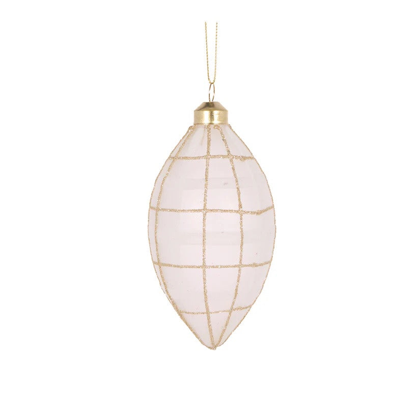 White Tartan Drop Bauble