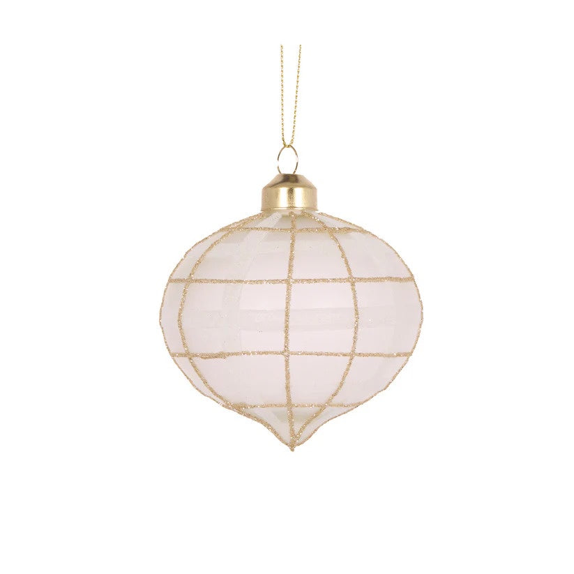 White Tartan Onion Bauble