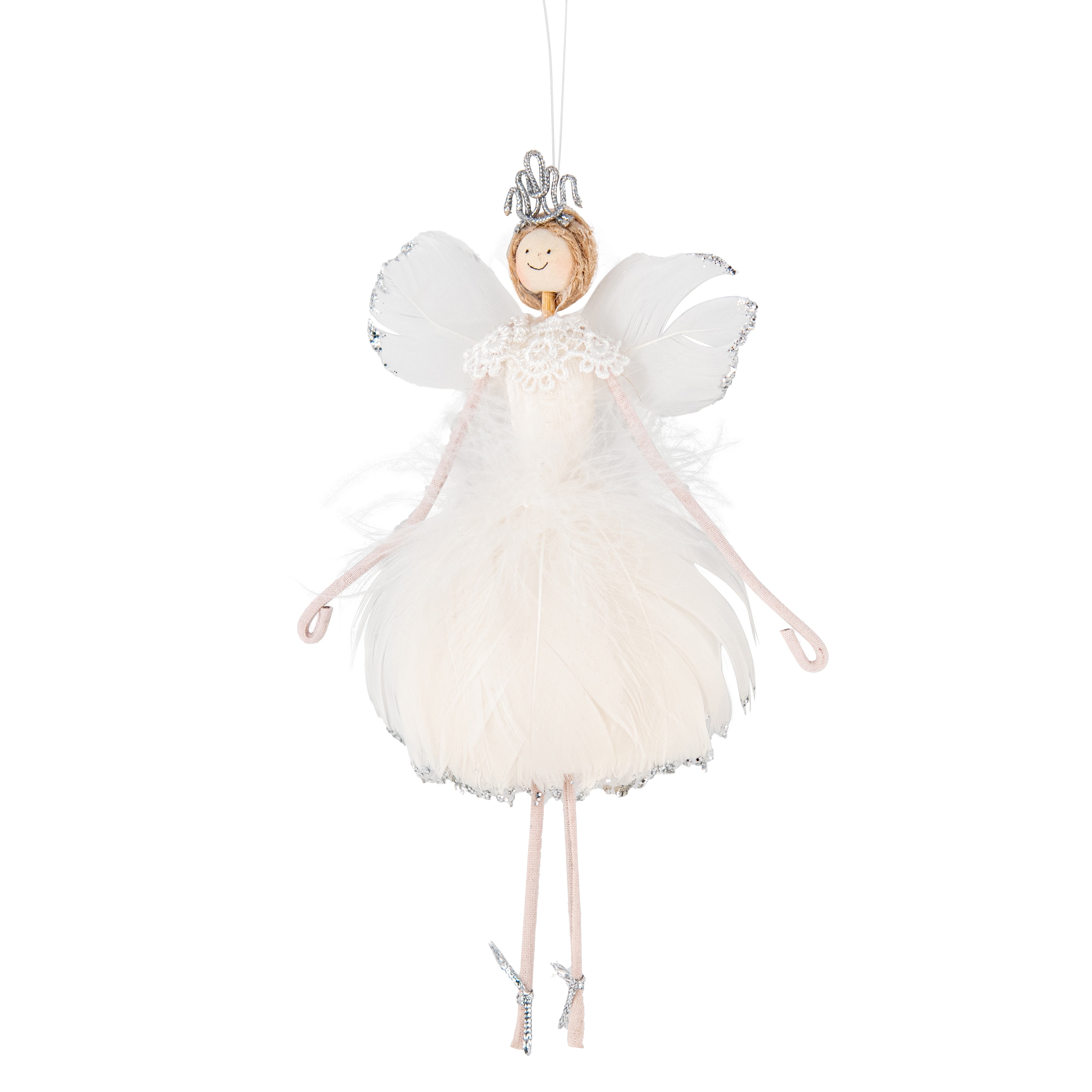 White Whimsical Fabric Glitter Angel