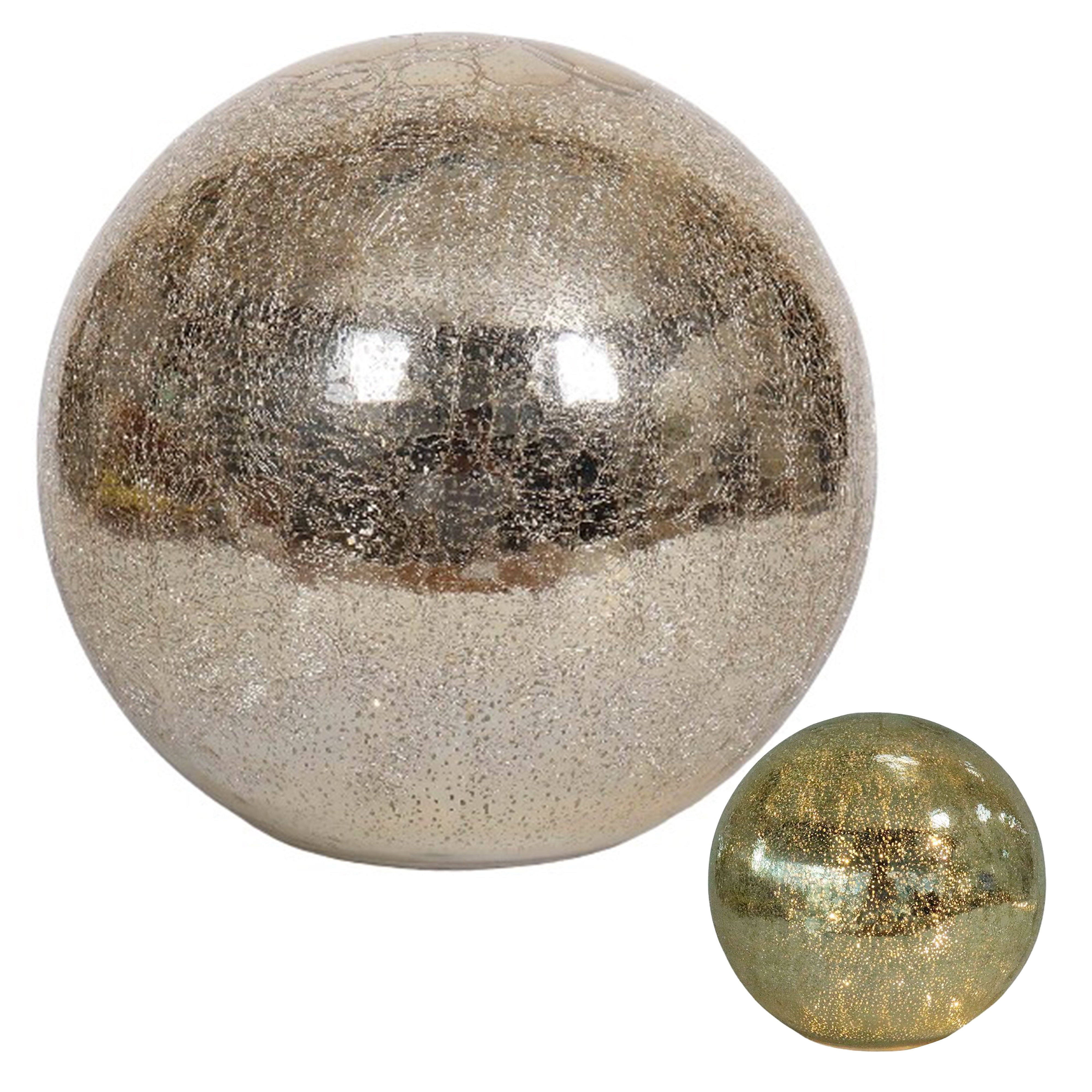 Gold Mercury Glass Led Dome | Extra Large