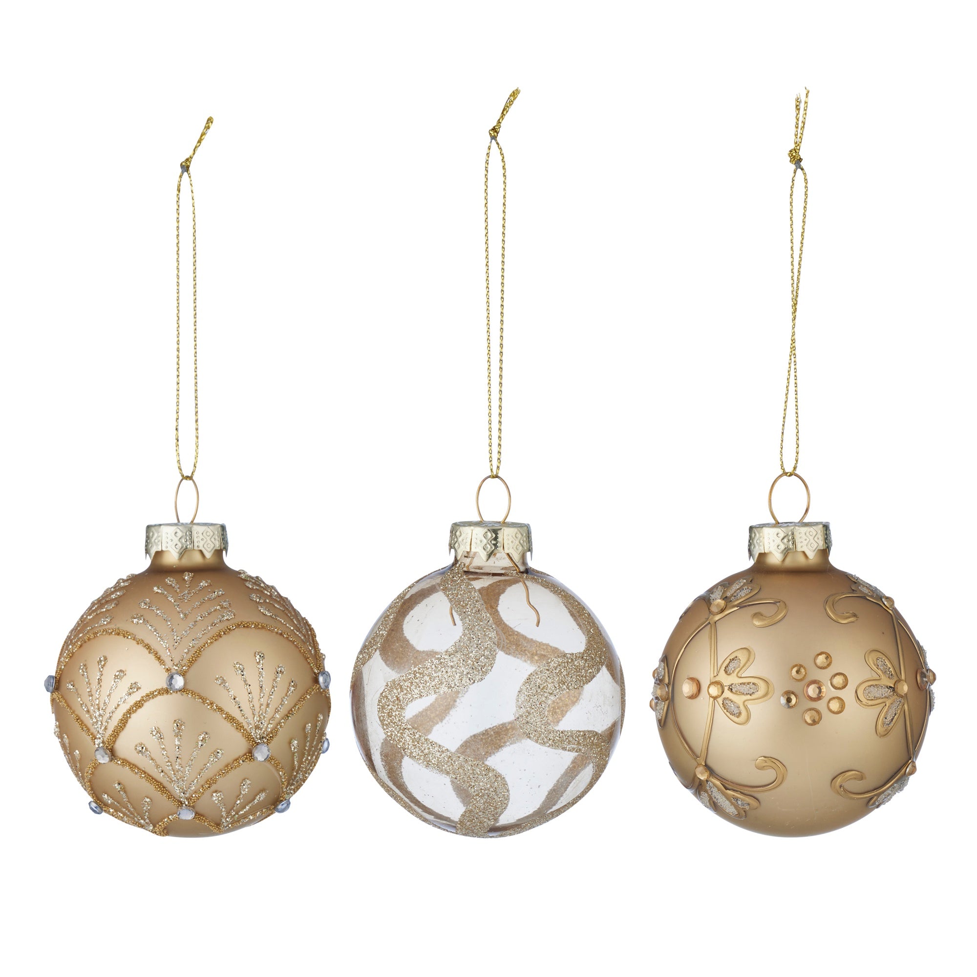Small Glass Embellished Matte Bauble | 3 Styles