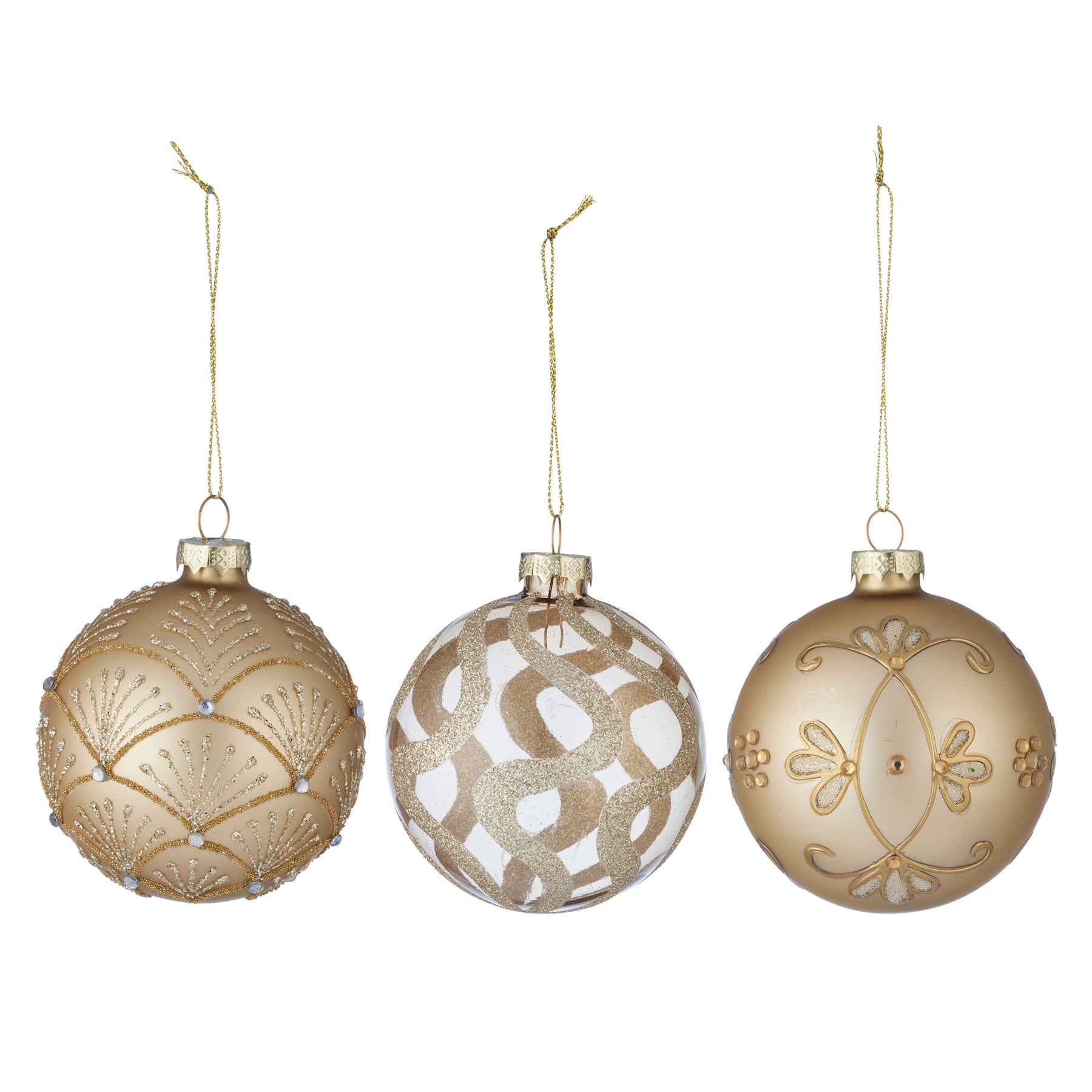Medium Glass Embellished Matte Bauble | 3 Styles