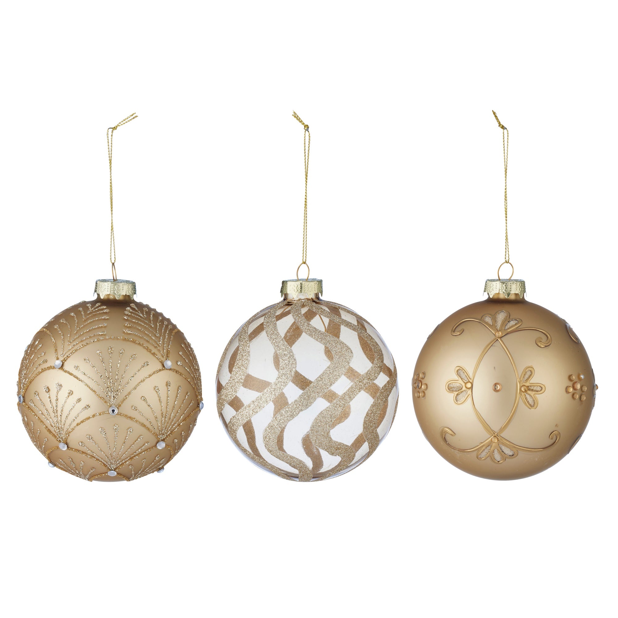Large Glass Embellished Matte Bauble | 3 Styles