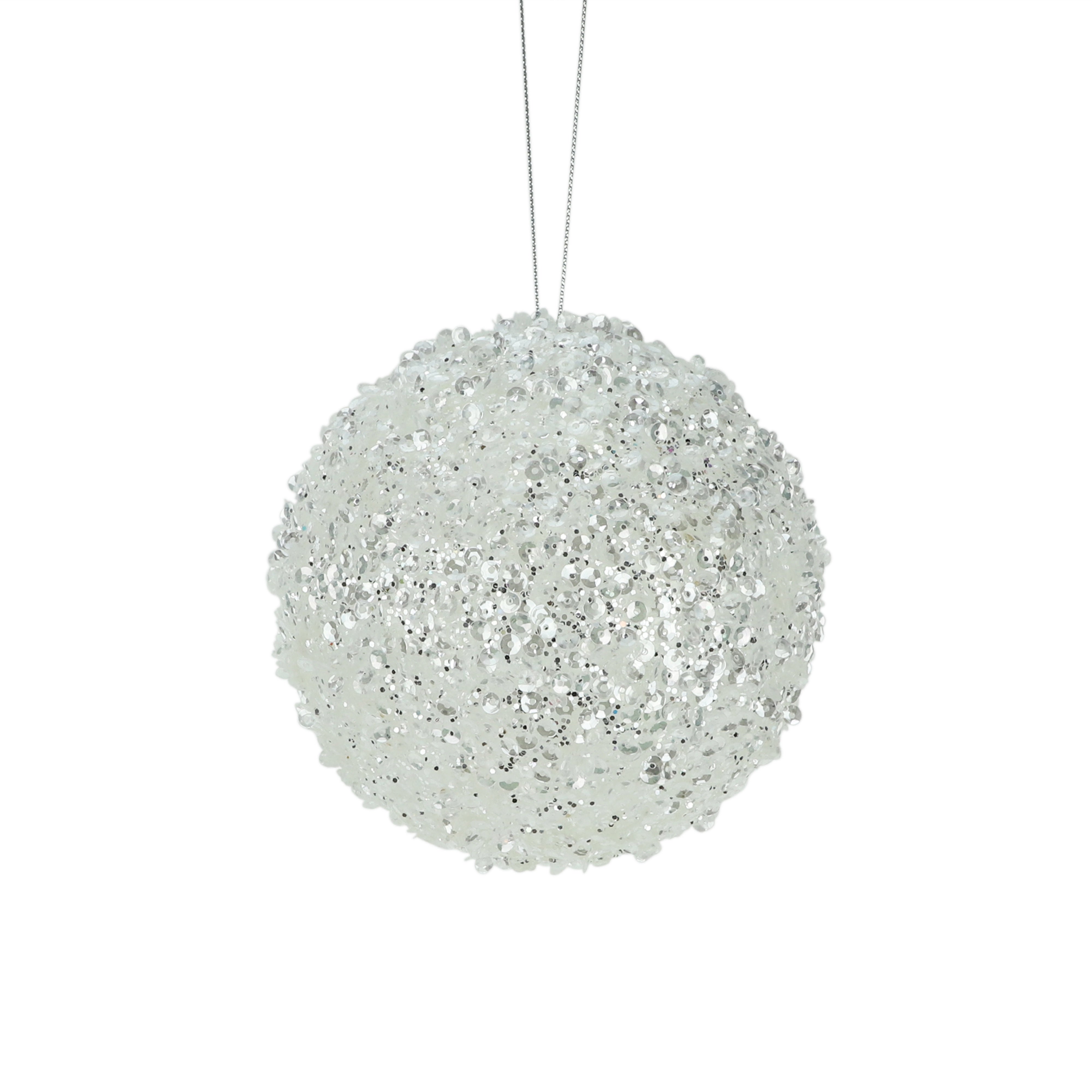 White Styro Beaded Sequin Ball | Small