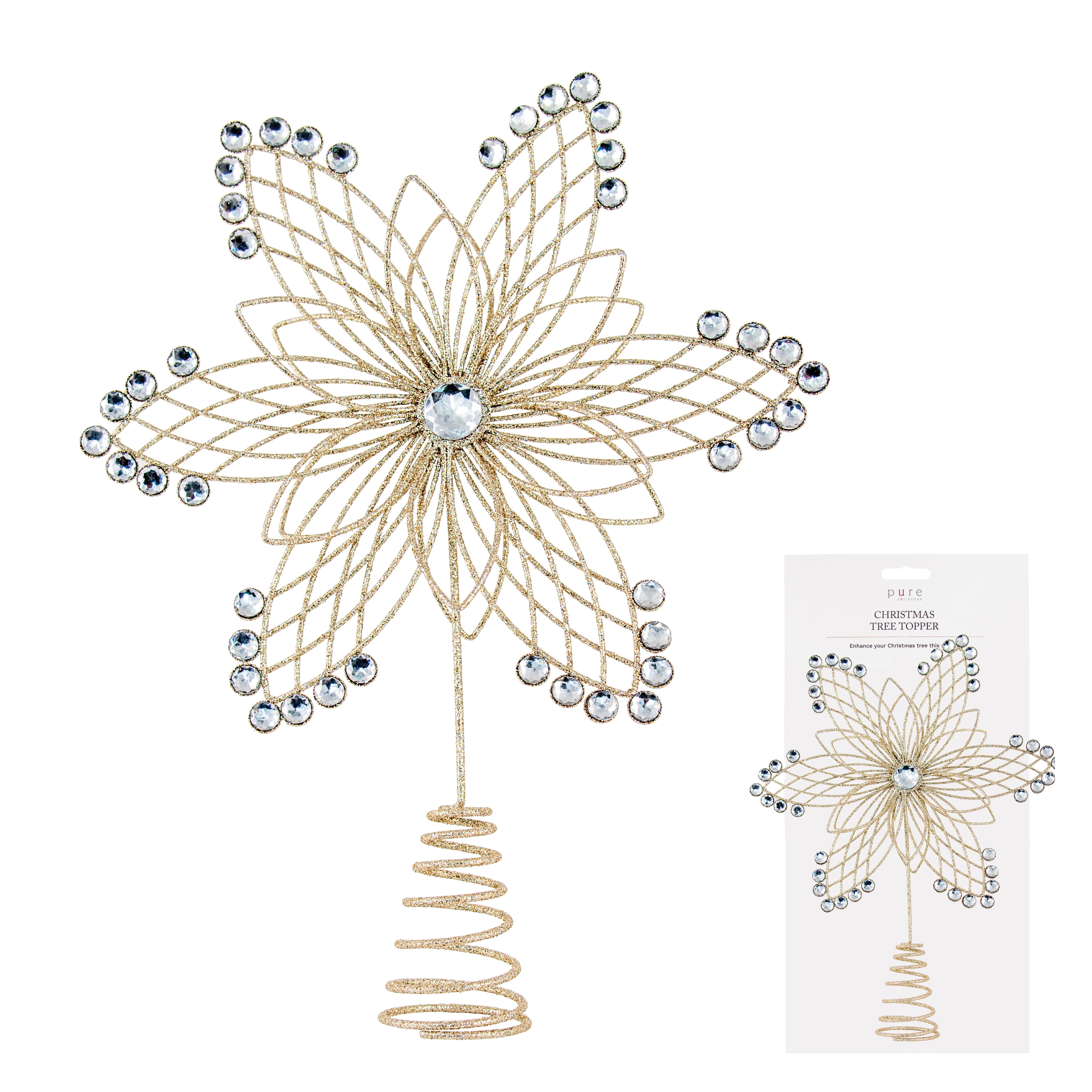 Champagne Wire Flower Tree Topper