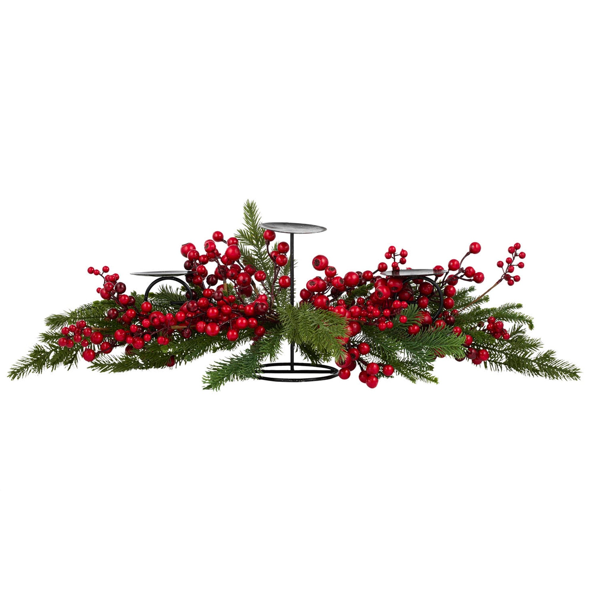 Candle Holder w/ Berry & Needles